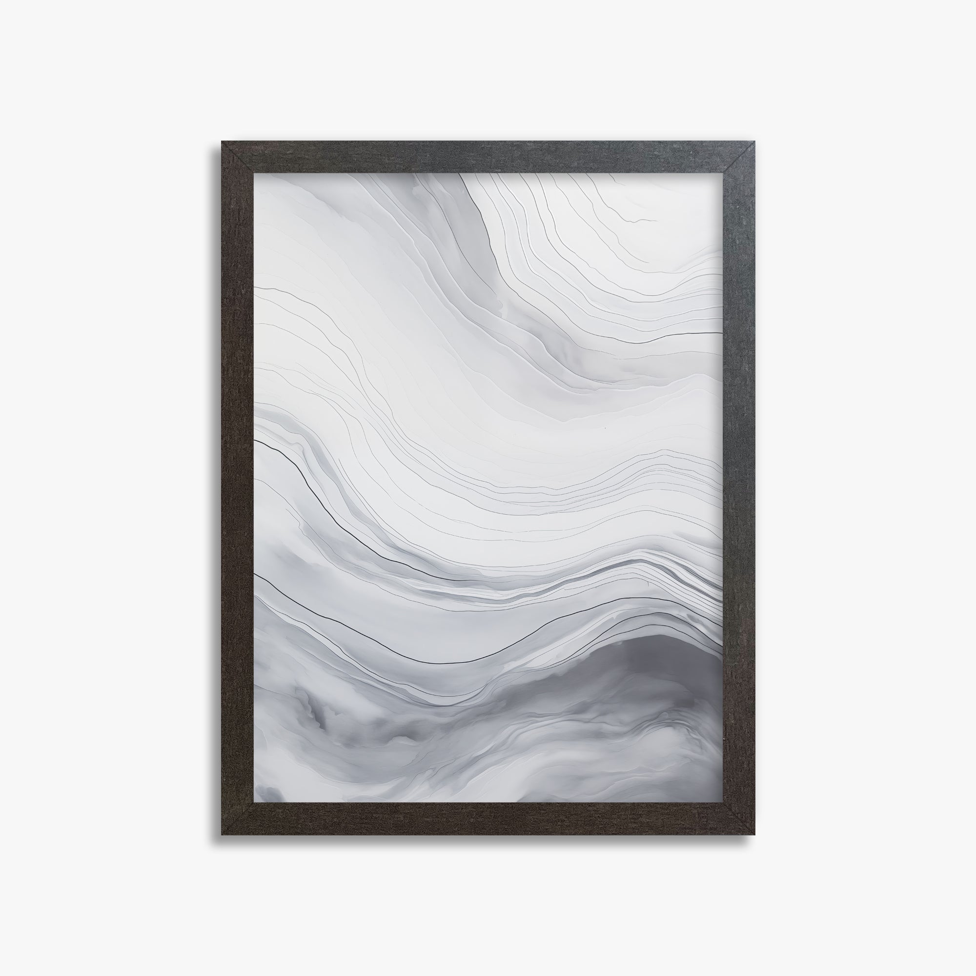 Silver Serene Waves, 30x40cm Framed Poster With Espresso Frame