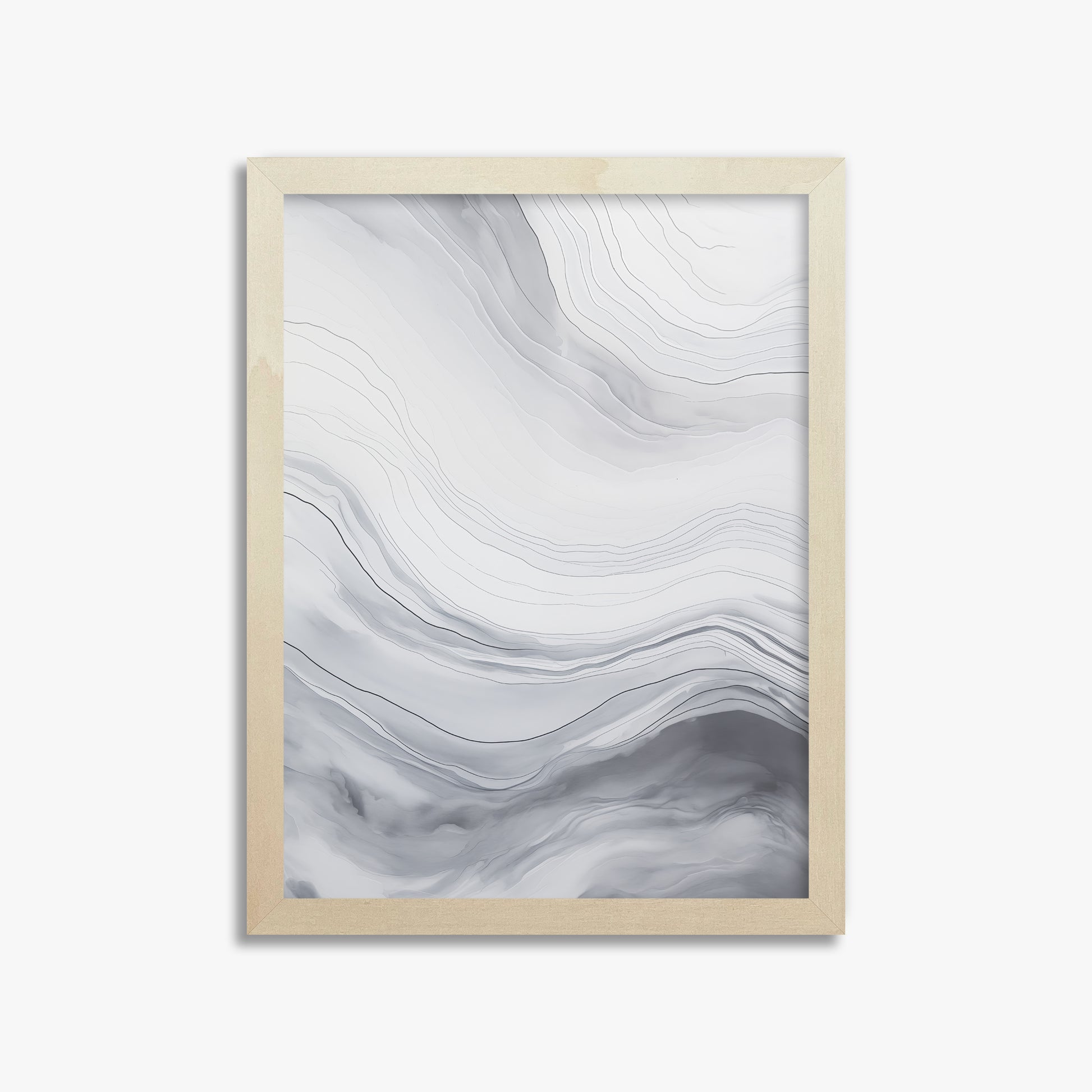 Silver Serene Waves, 30x40cm Framed Poster With Lime Wood Frame
