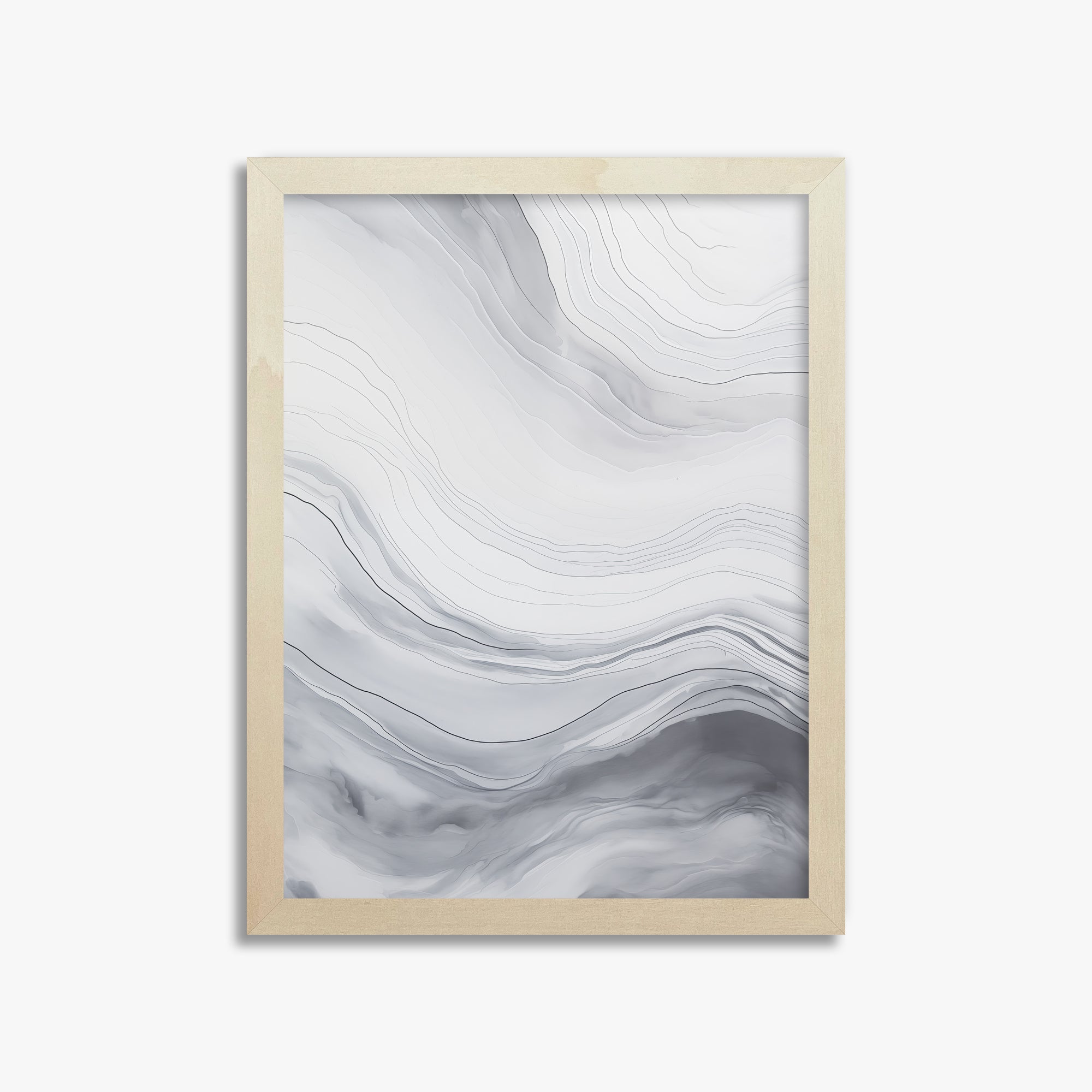 Silver Serene Waves, 30x40cm Framed Poster With Lime Wood Frame