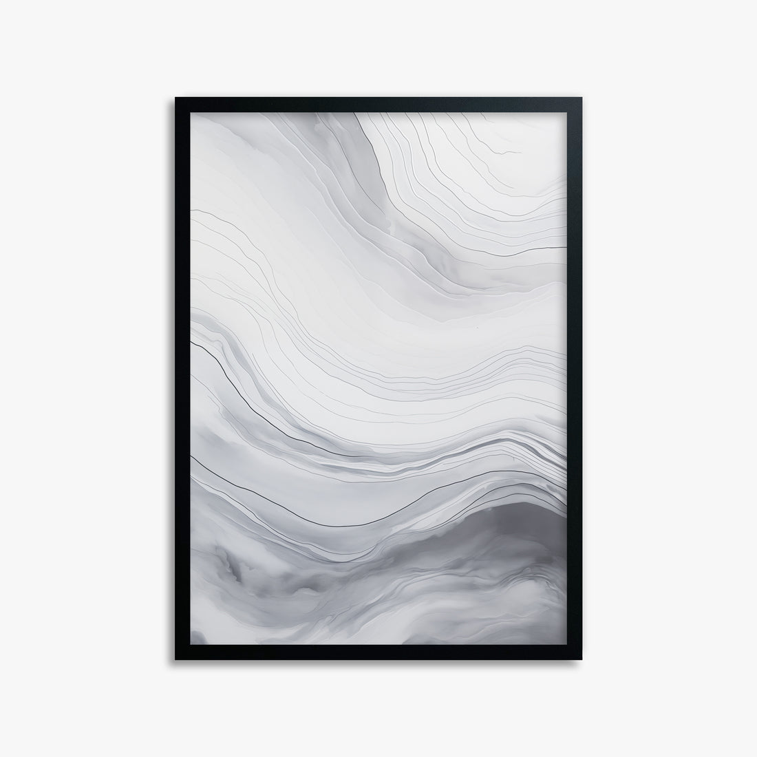 Silver Serene Waves, 50x70cm Framed Poster With Black Frame
