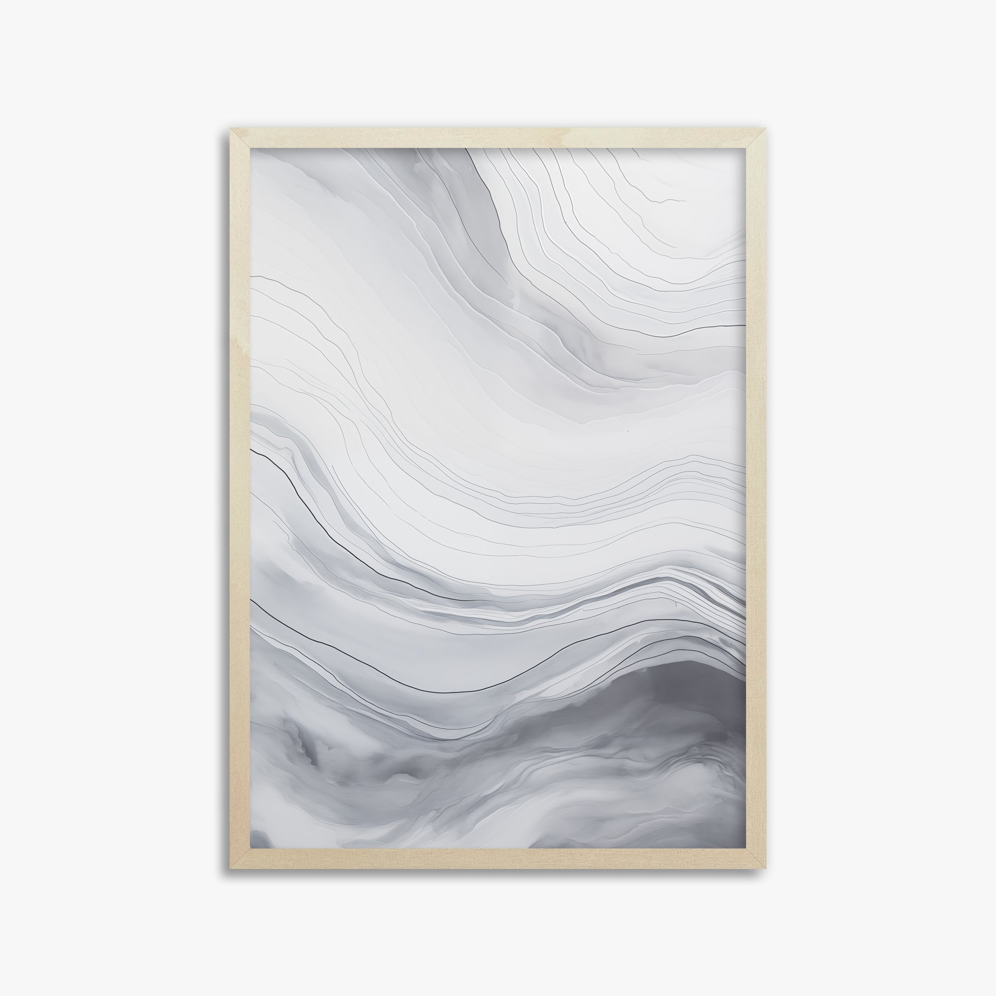 Silver Serene Waves, 50x70cm Framed Poster With Lime Wood Frame