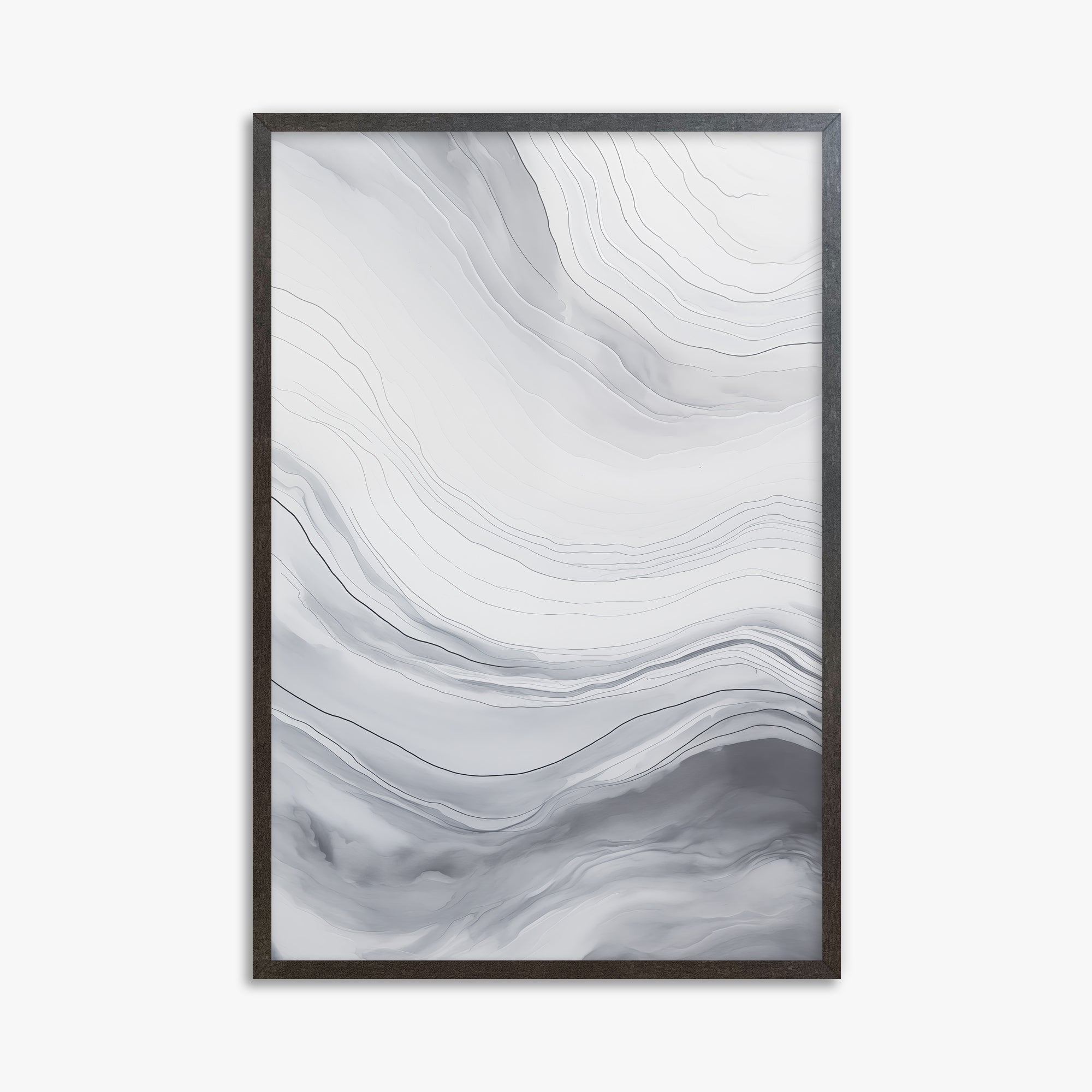 Silver Serene Waves, 61x91cm Framed Poster With Espresso Frame