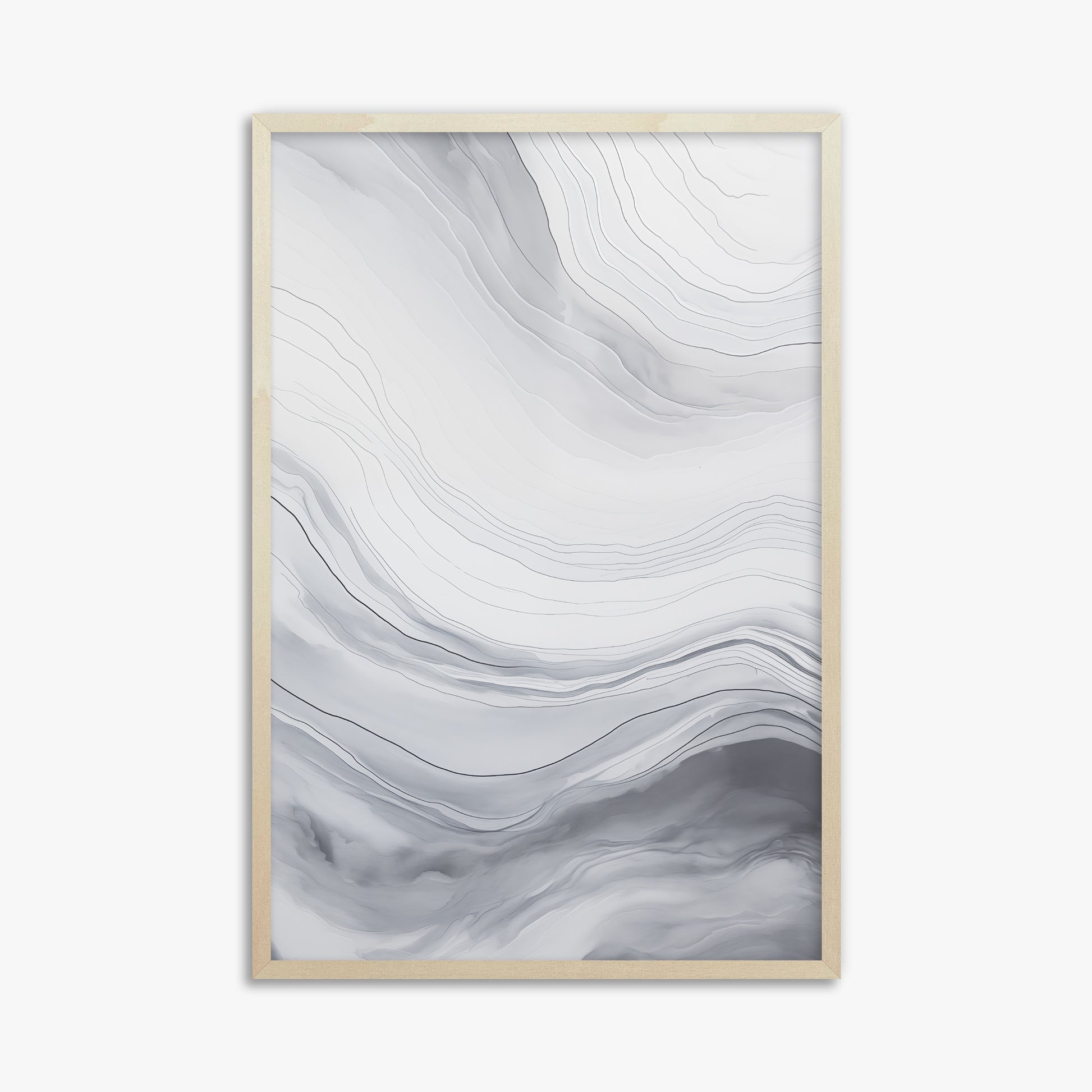 Silver Serene Waves, 61x91cm Framed Poster With Lime Wood Frame