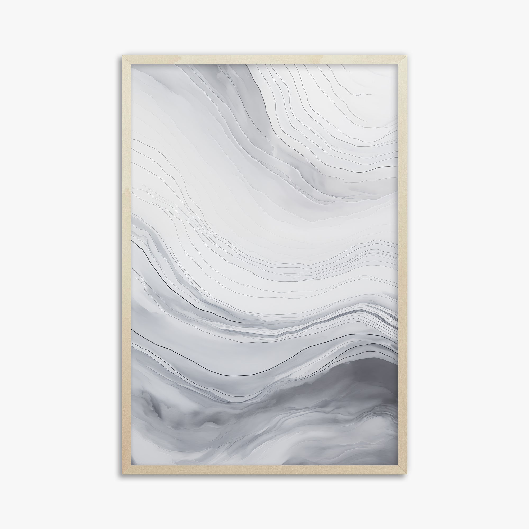 Silver Serene Waves, 61x91cm Framed Poster With Lime Wood Frame