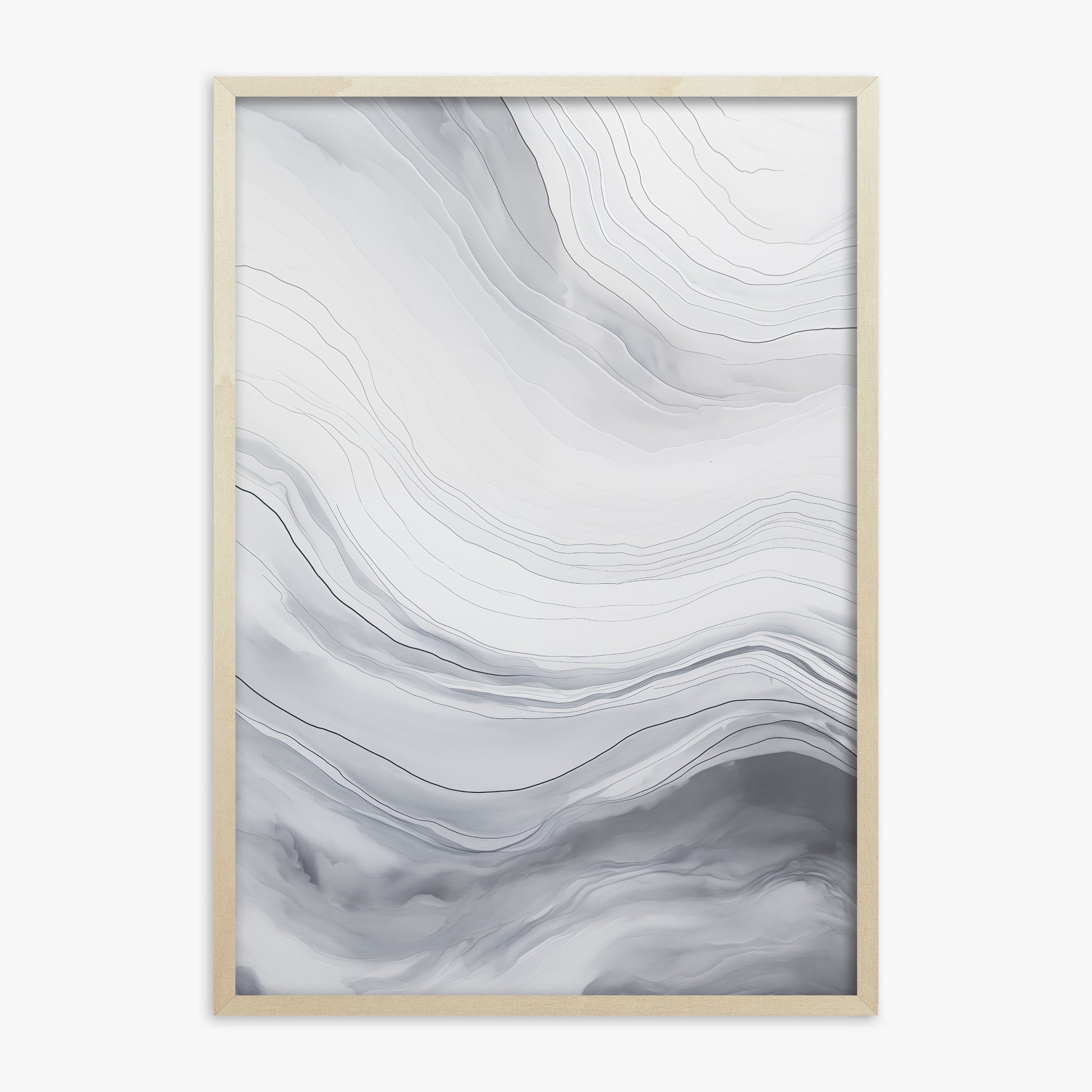 Silver Serene Waves, 70x100cm Framed Poster With Lime Wood Frame