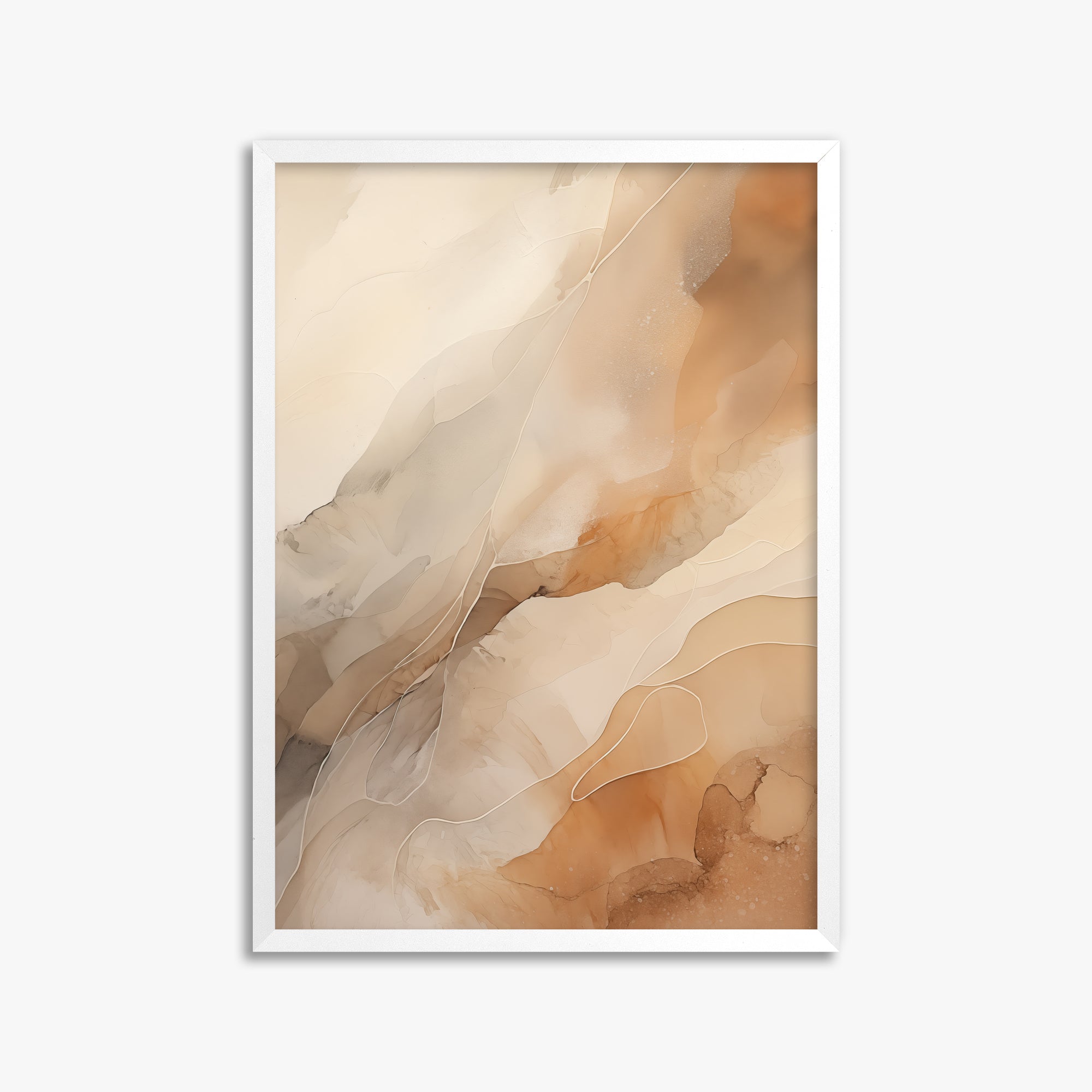 Earthen Flow, 50x70cm Framed Poster With White Frame