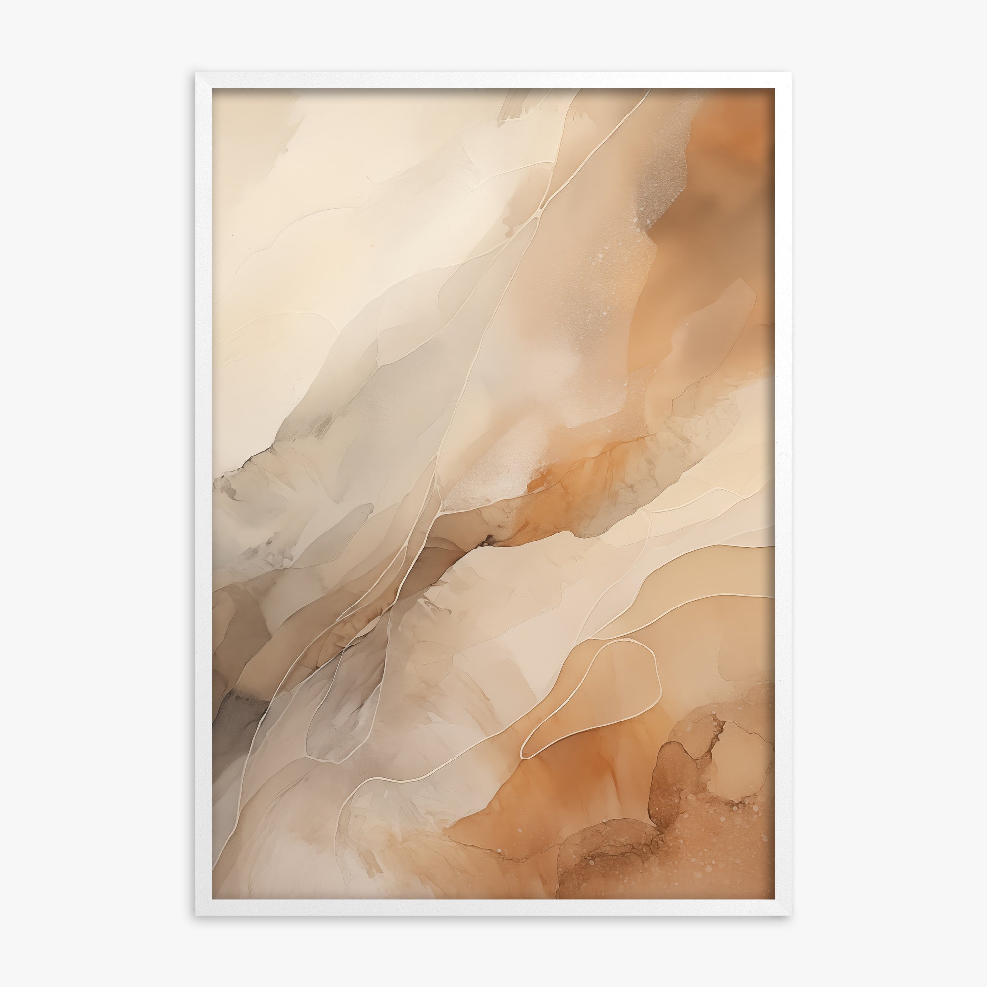 Earthen Flow, White Framed Poster With White Frame