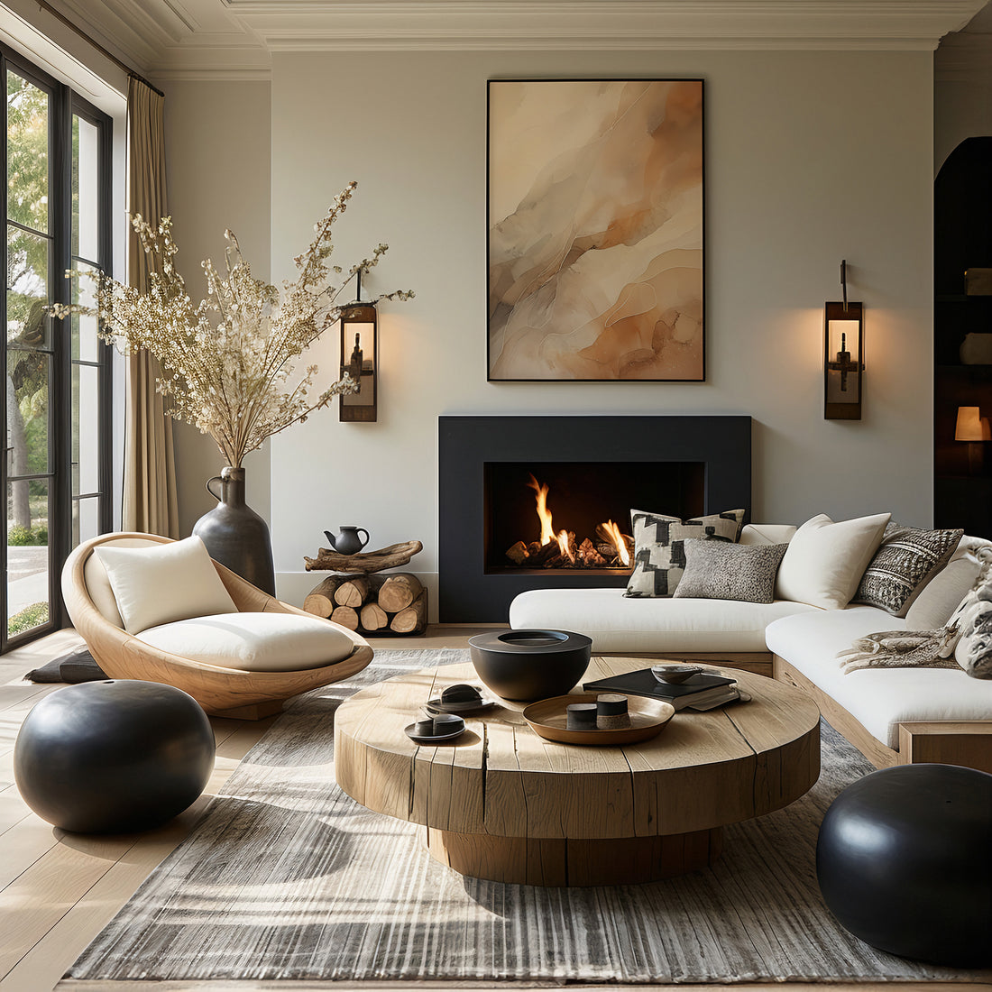 Earthen Flow, 50x70cm Framed Poster With Black Frame