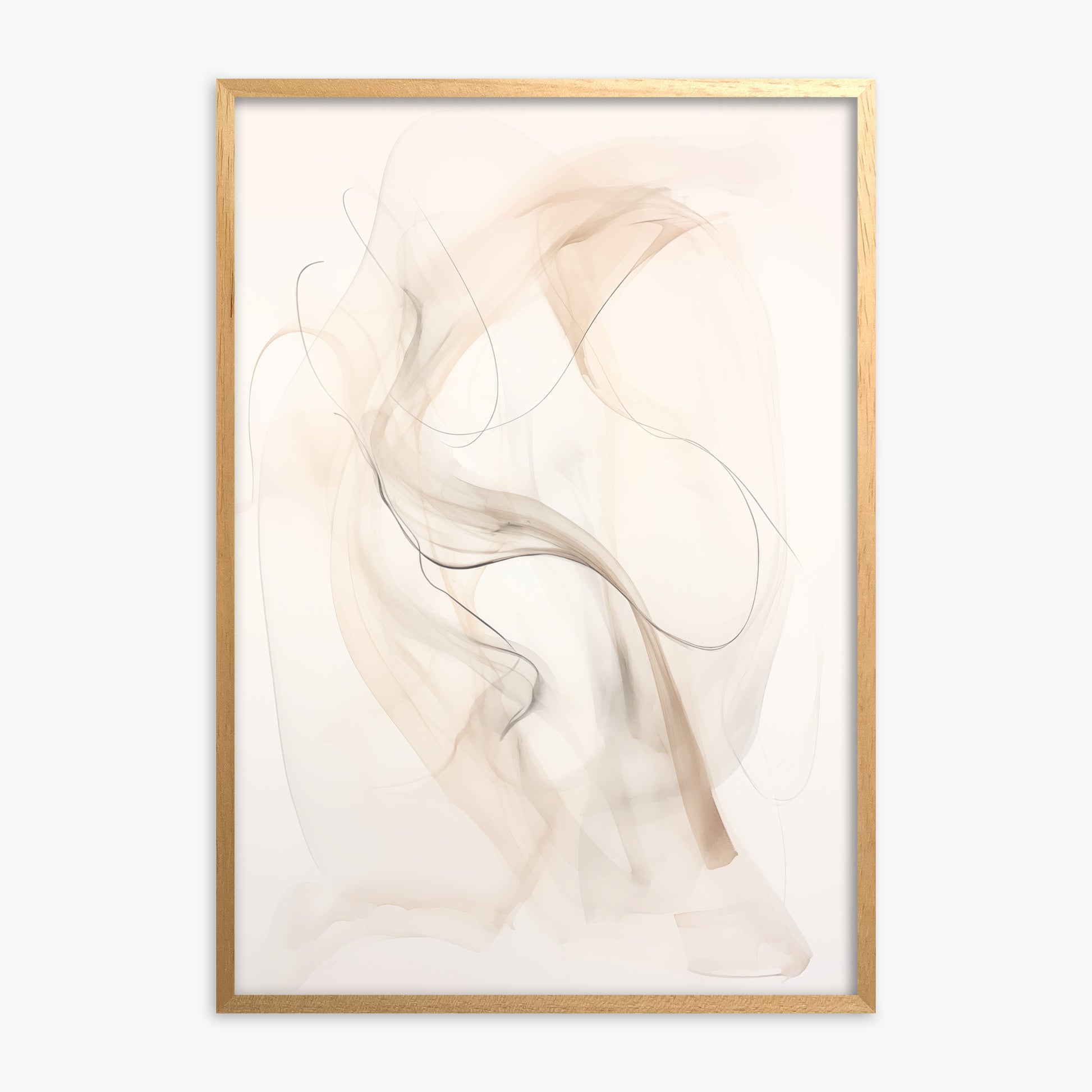 Falling Silk, Oak Framed Poster With Oak Frame