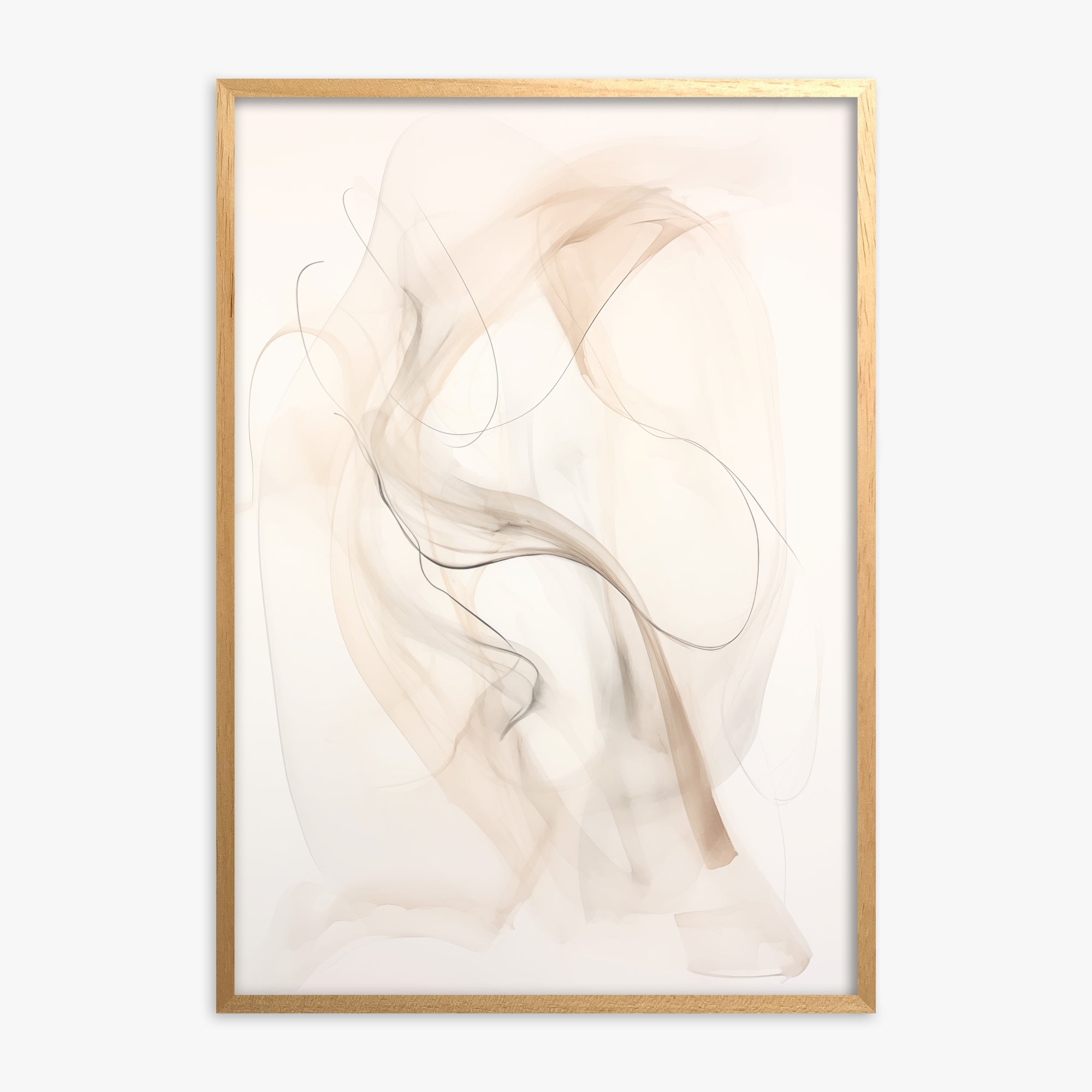 Falling Silk, Oak Framed Poster With Oak Frame