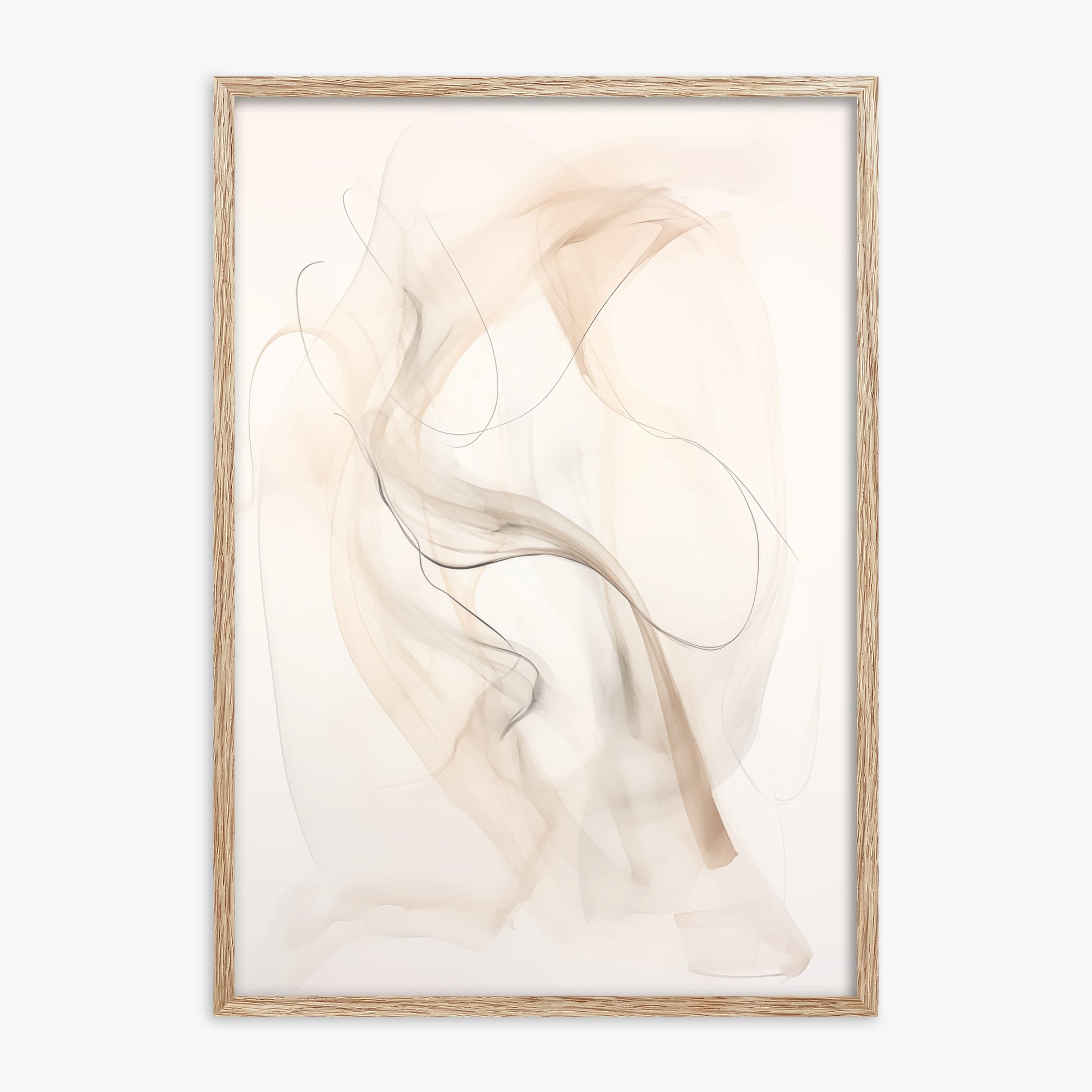 Falling Silk, 70x100cm Framed Poster With Raw Oak Frame