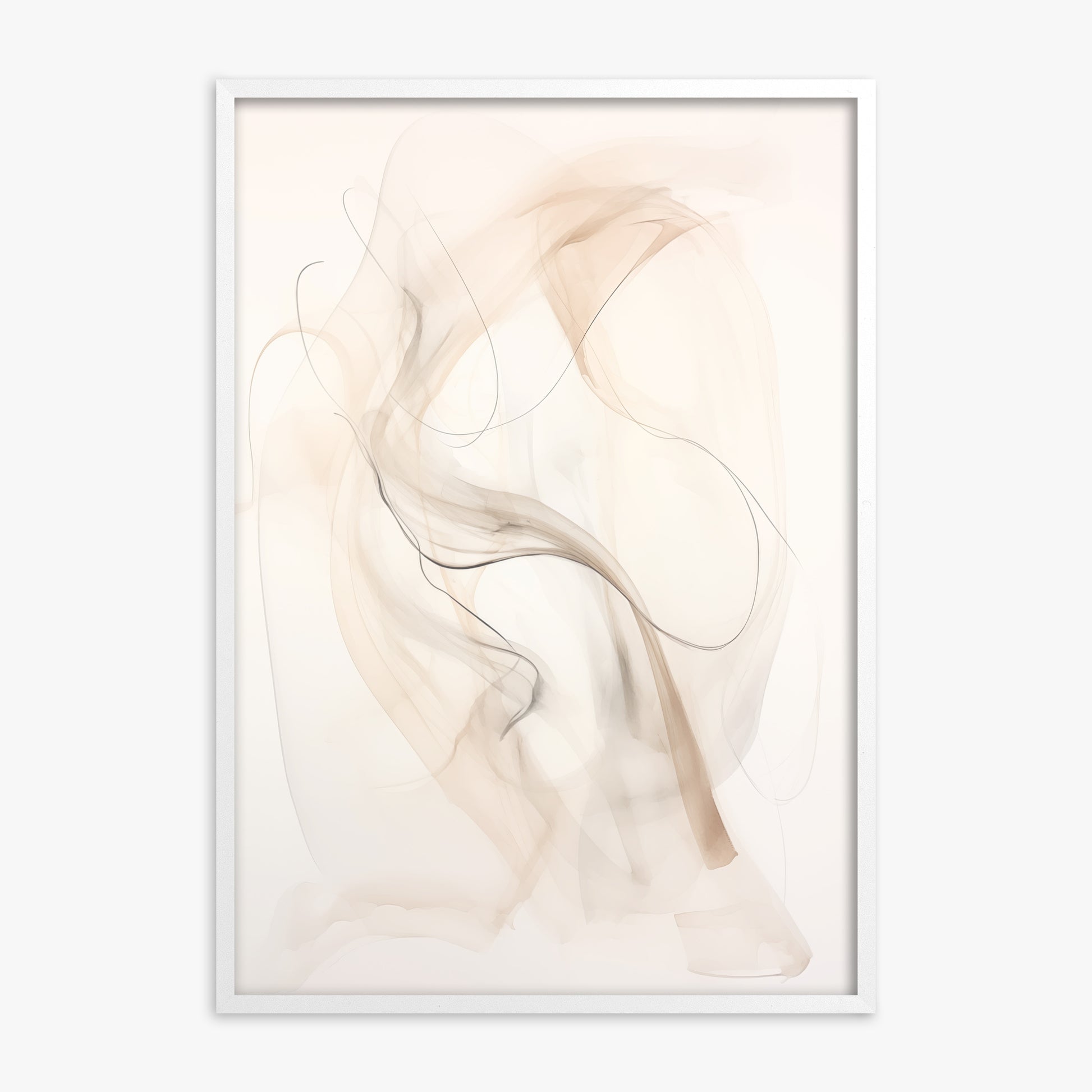 Falling Silk, White Framed Poster With White Frame