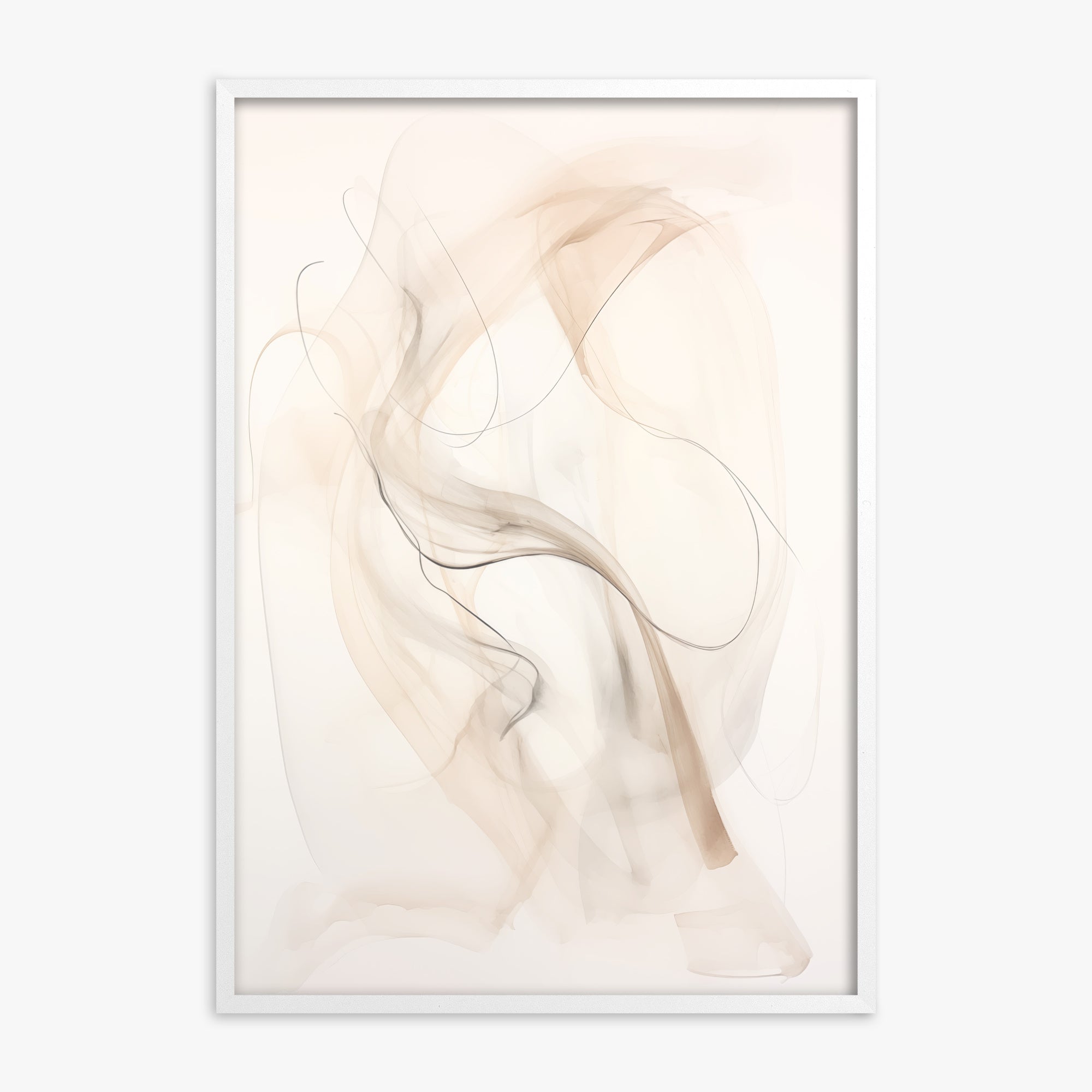 Falling Silk, White Framed Poster With White Frame