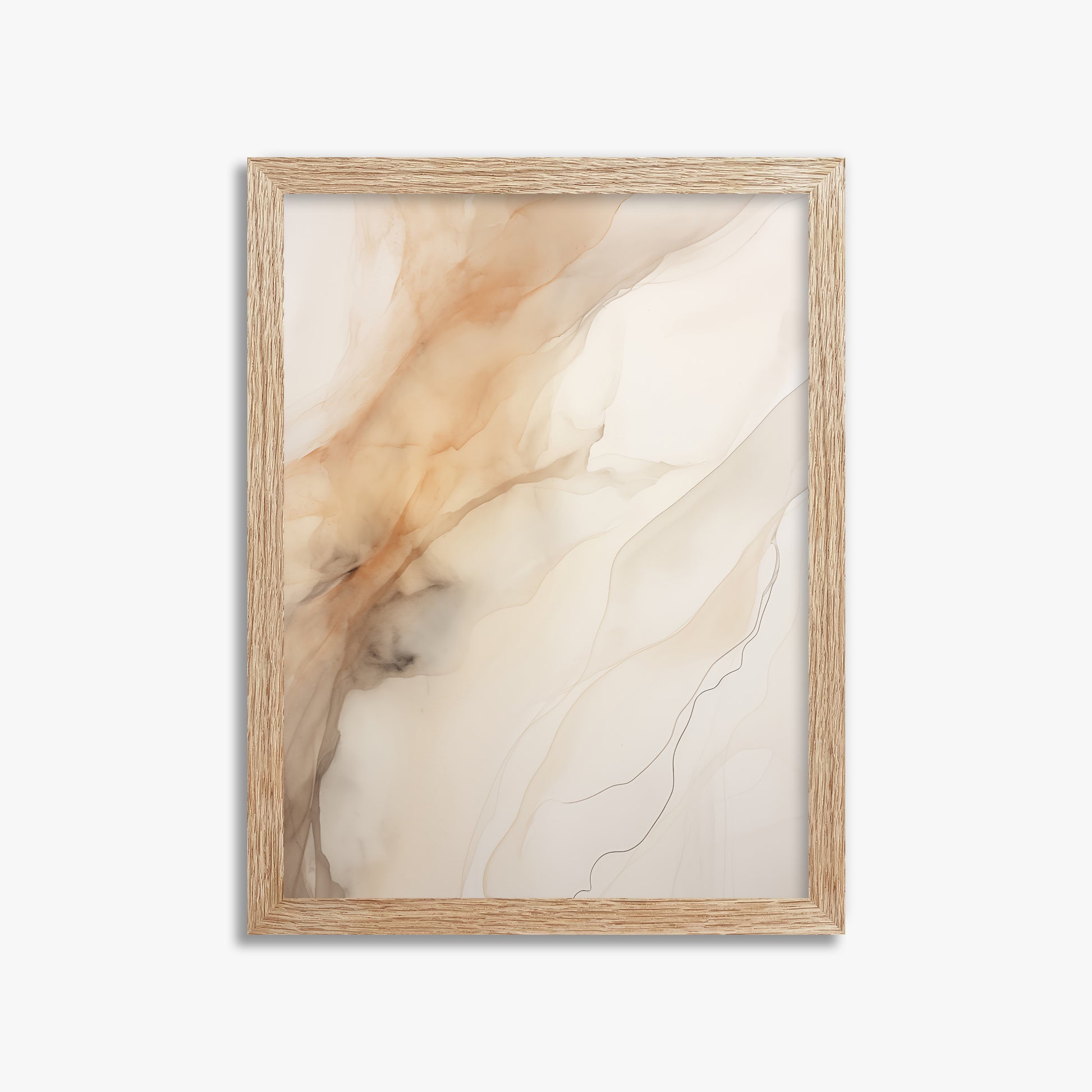 Amber Stream, 30x40cm Framed Art Reproduction With Raw Oak Frame