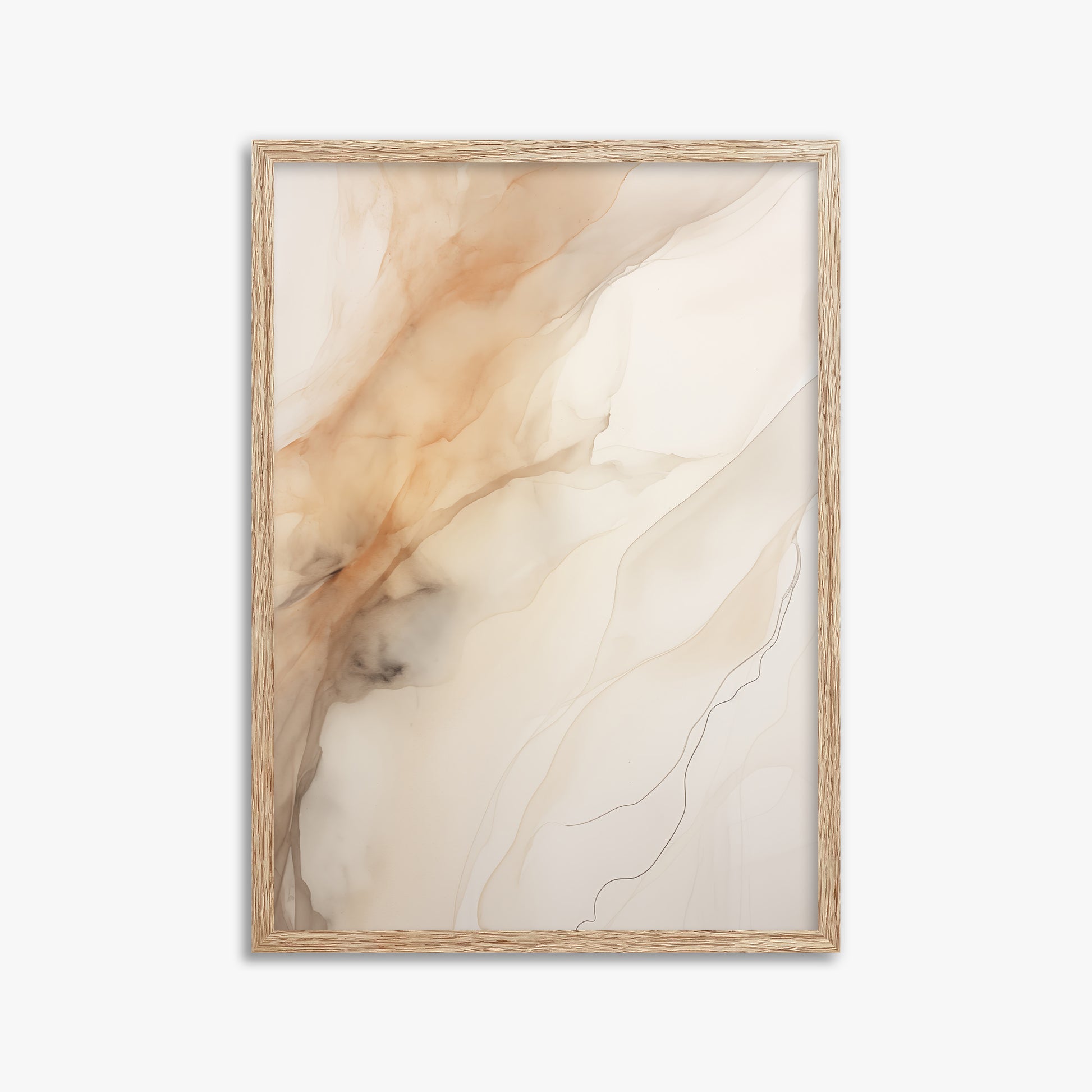 Amber Stream, 50x70cm Framed Art Reproduction With Raw Oak Frame