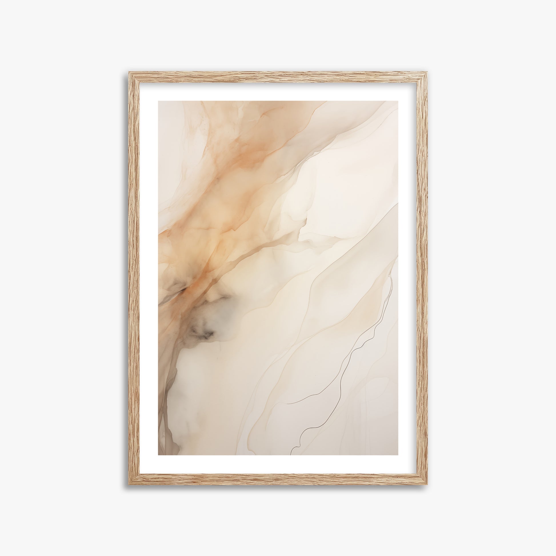 Amber Stream, 50x70cm Framed Art Reproduction With Raw Oak Frame