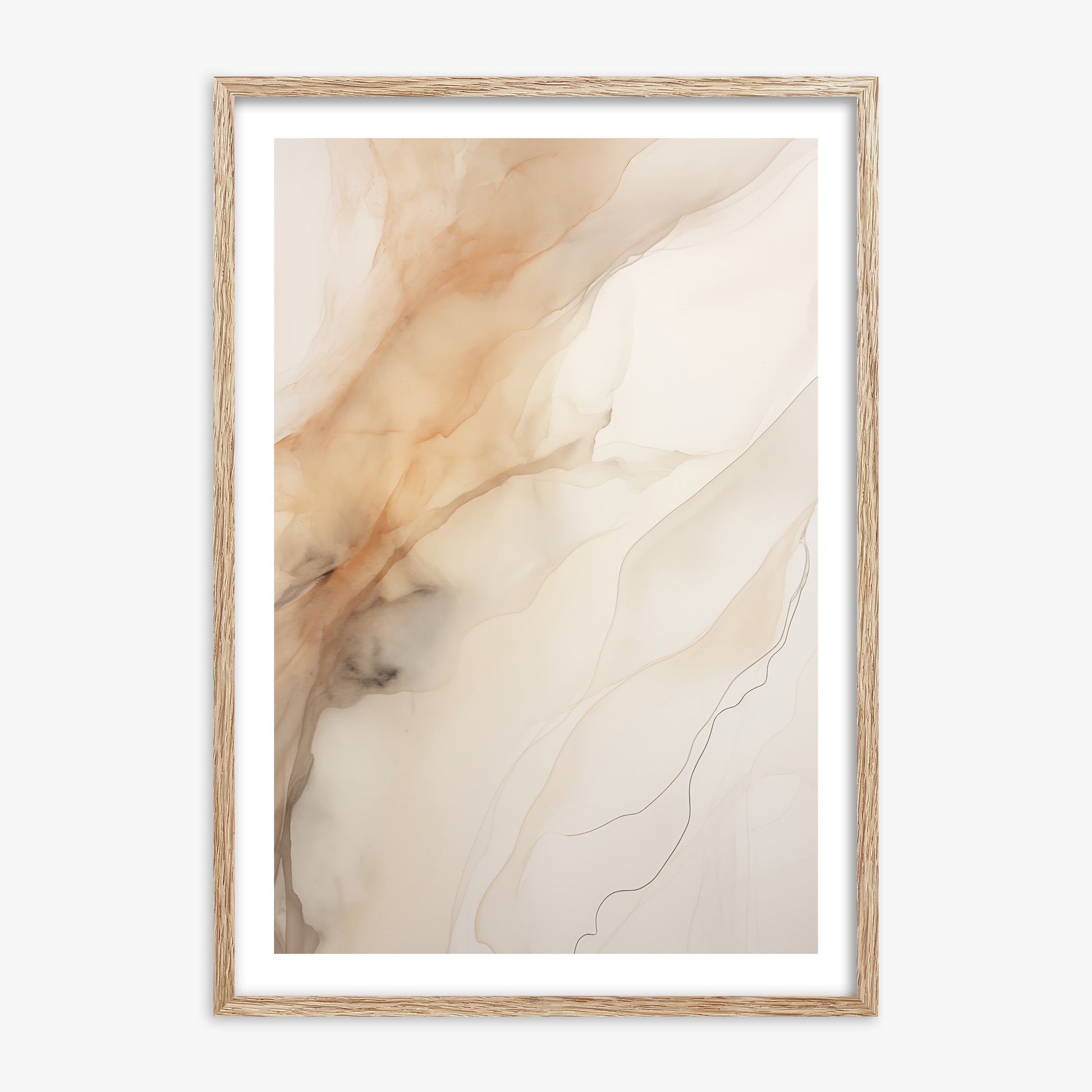 Amber Stream, 70x100cm Framed Art Reproduction With Raw Oak Frame
