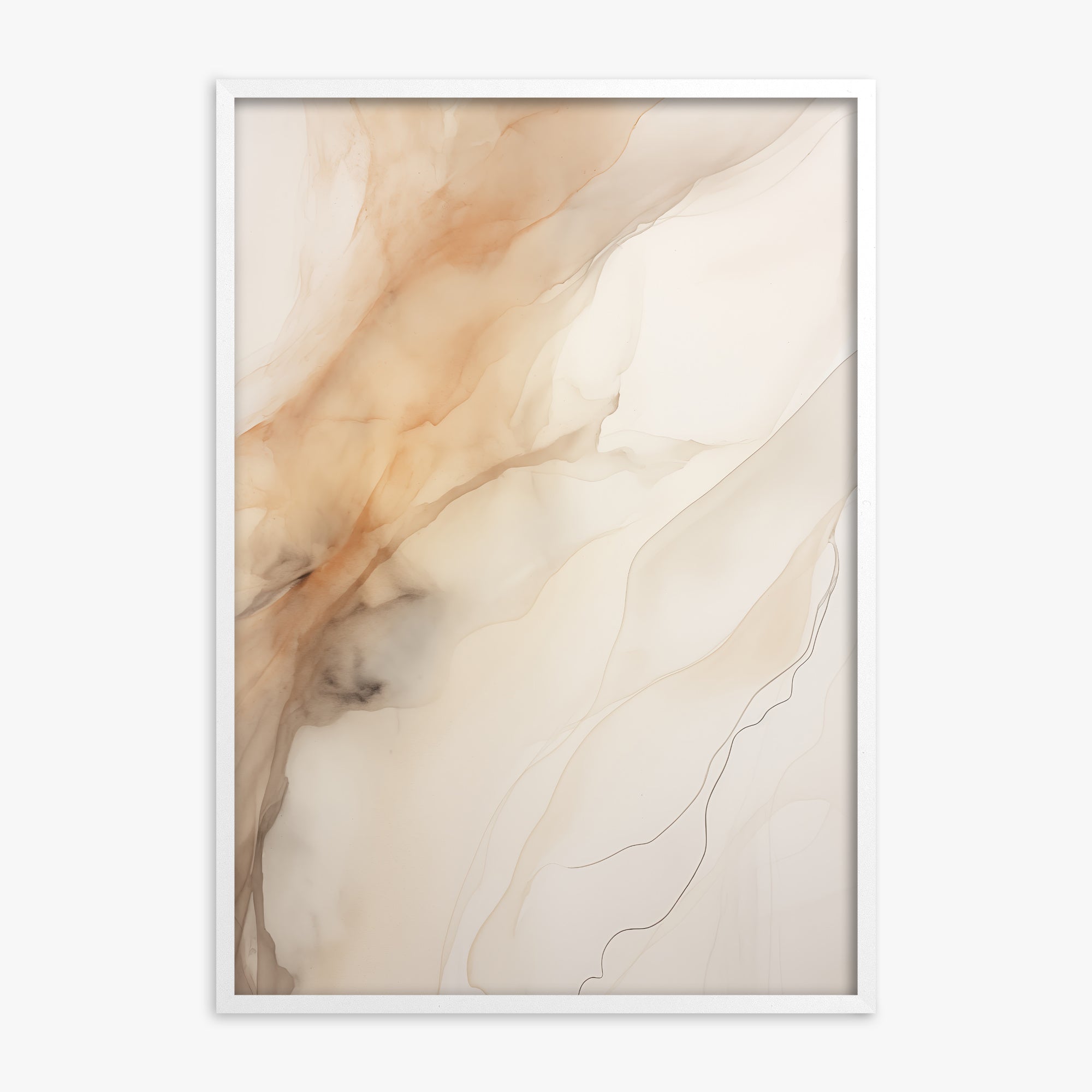 Amber Stream, White Framed Poster With White Frame