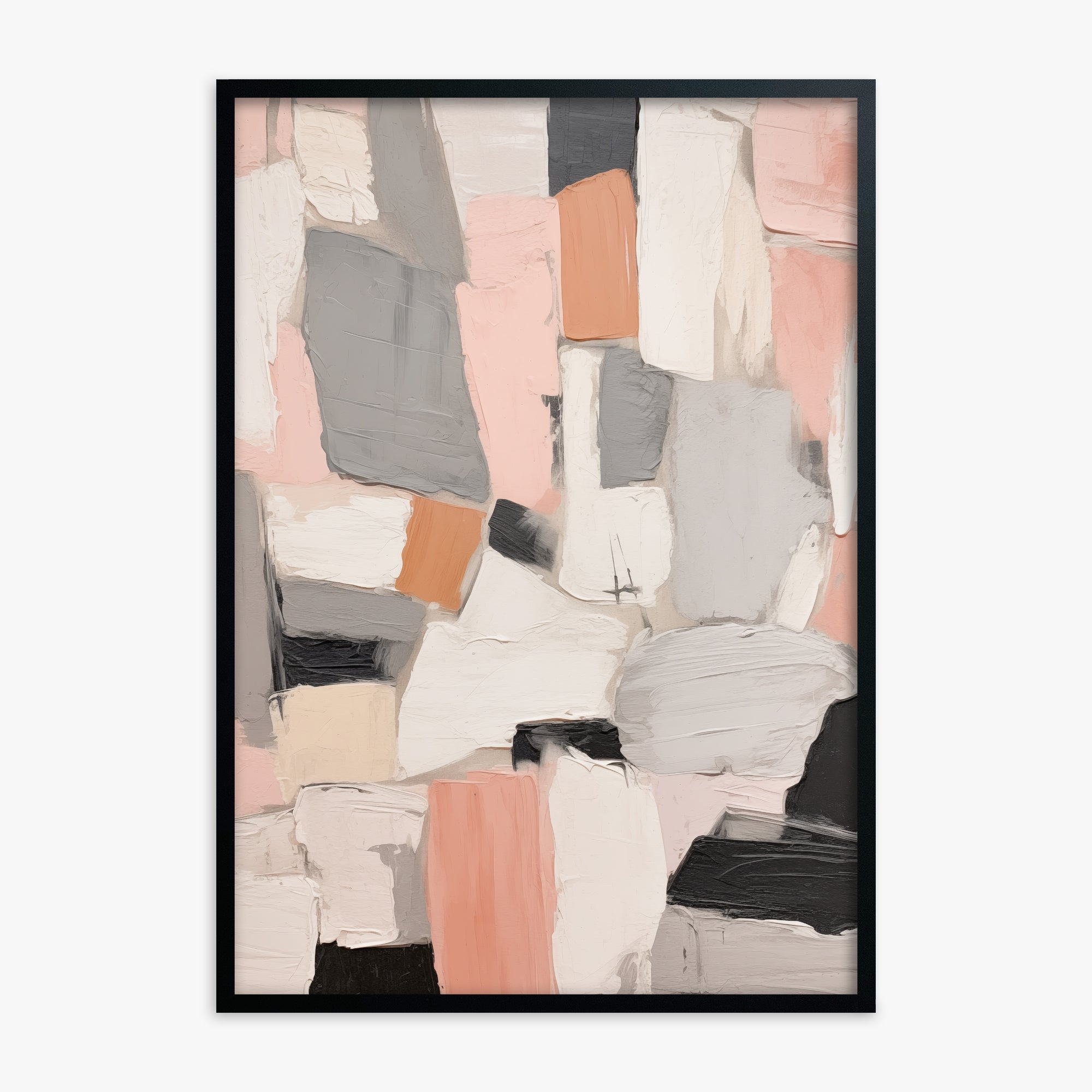 Rose Mosaic, Black Framed Poster With Black Frame