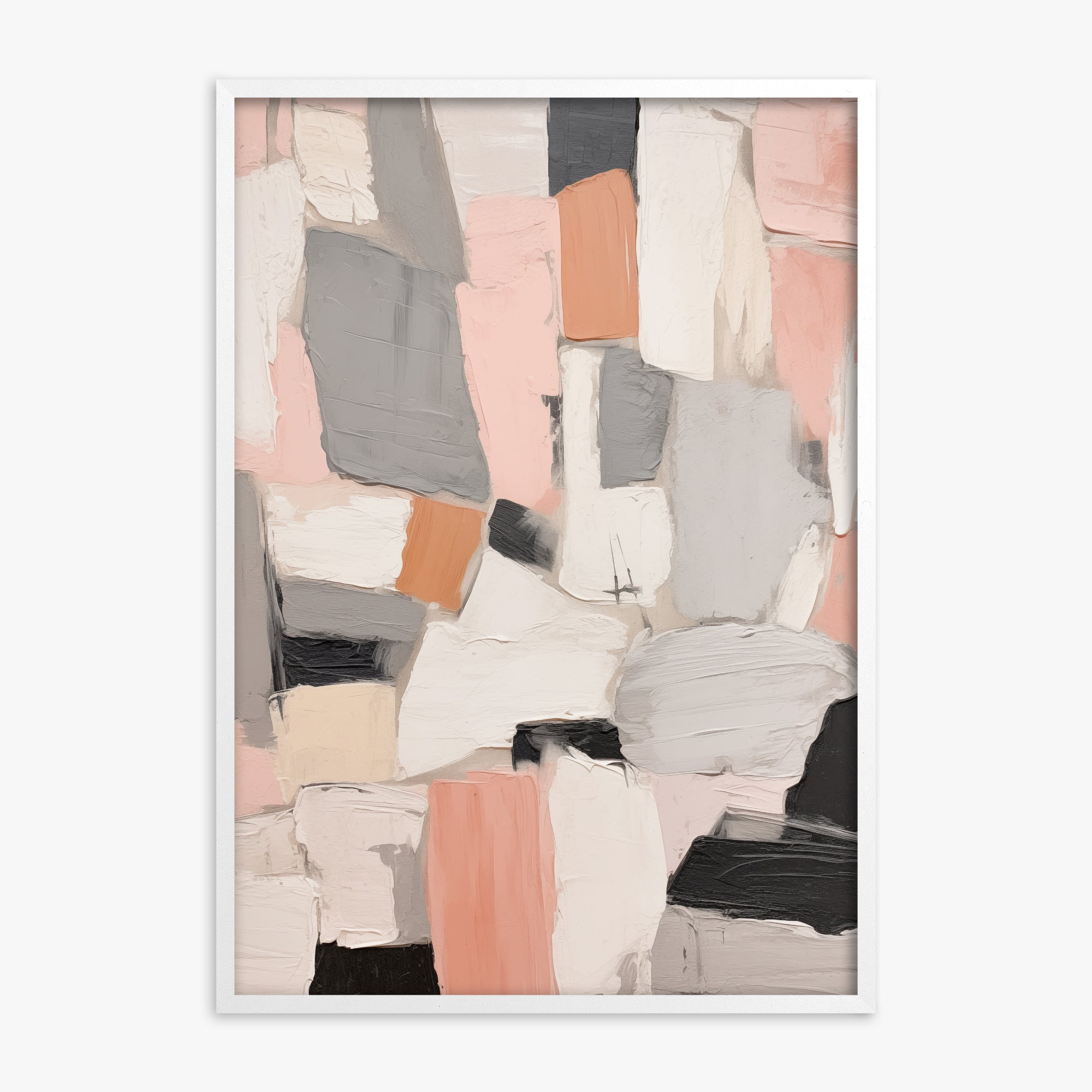 Rose Mosaic, White Framed Poster With White Frame