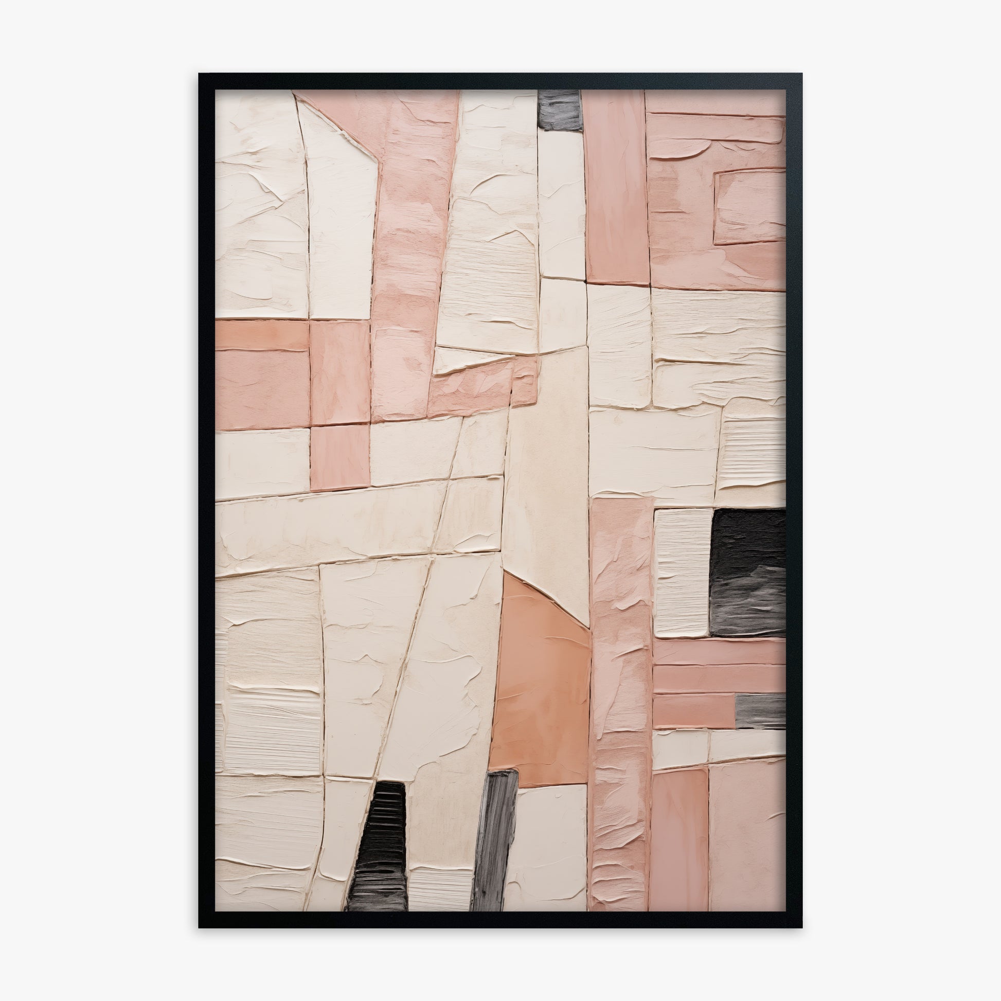 Blush Mosaic Texture, Black Framed Poster With Black Frame