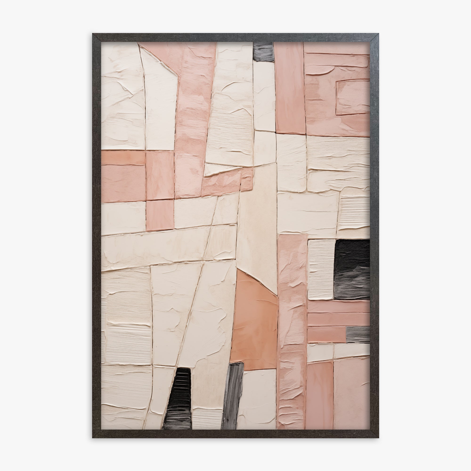 Blush Mosaic Texture, 70x100cm Framed Poster With Espresso Frame