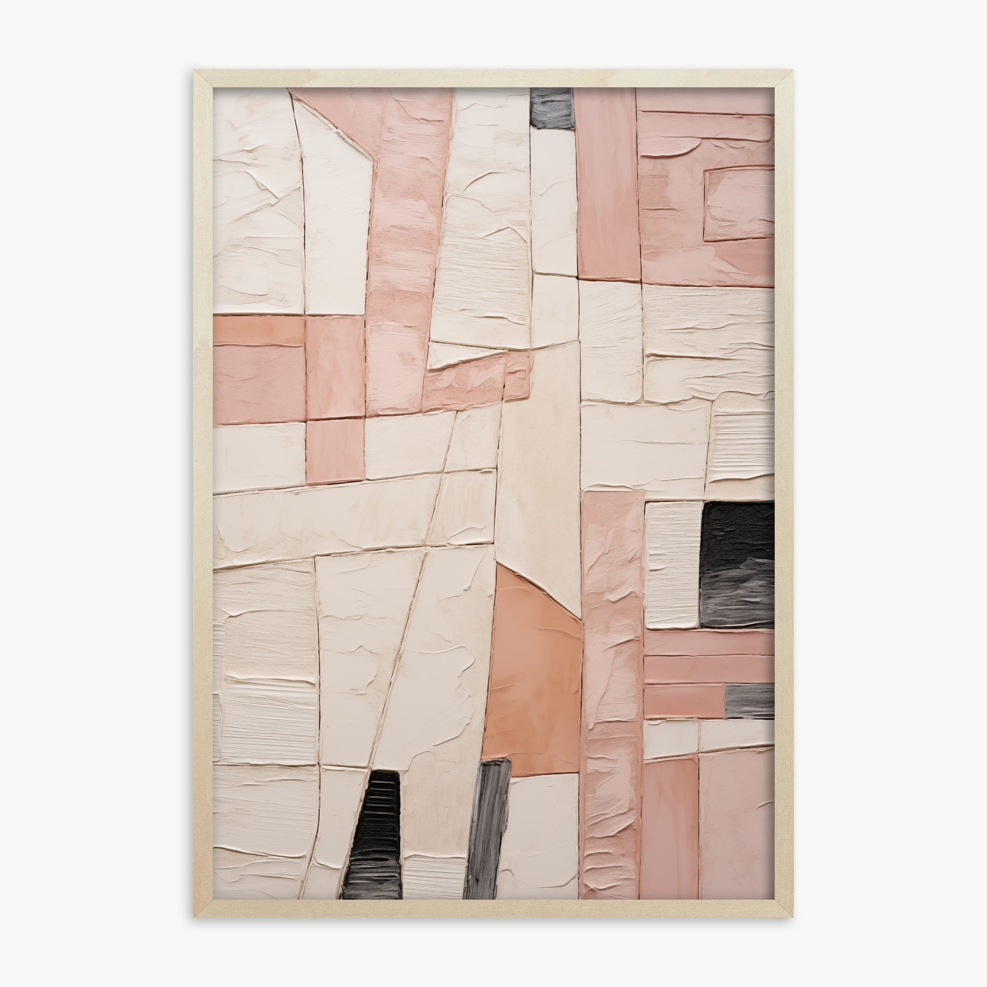 Blush Mosaic Texture, 70x100cm Framed Poster With Lime Wood Frame