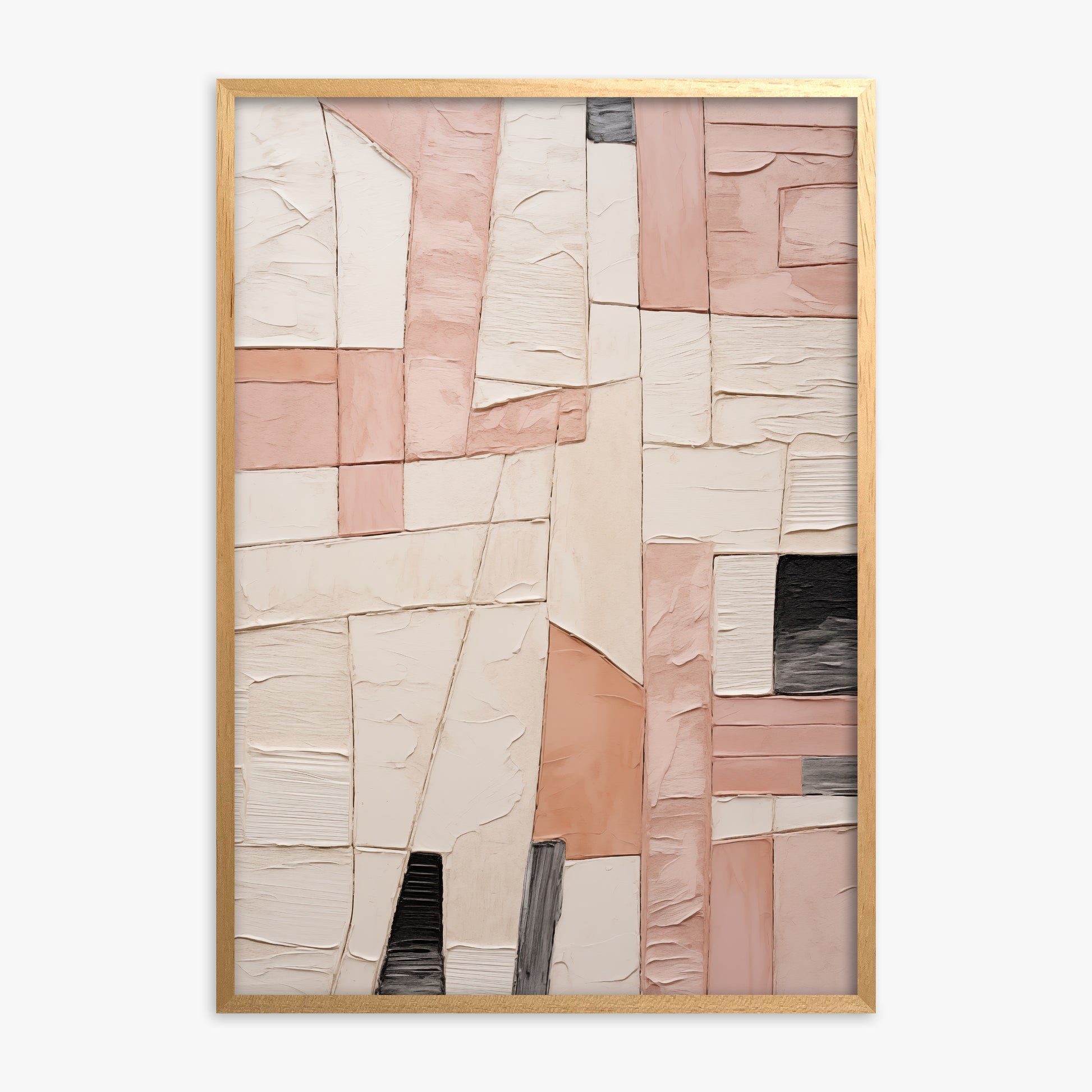 Blush Mosaic Texture, Oak Framed Poster With Oak Frame