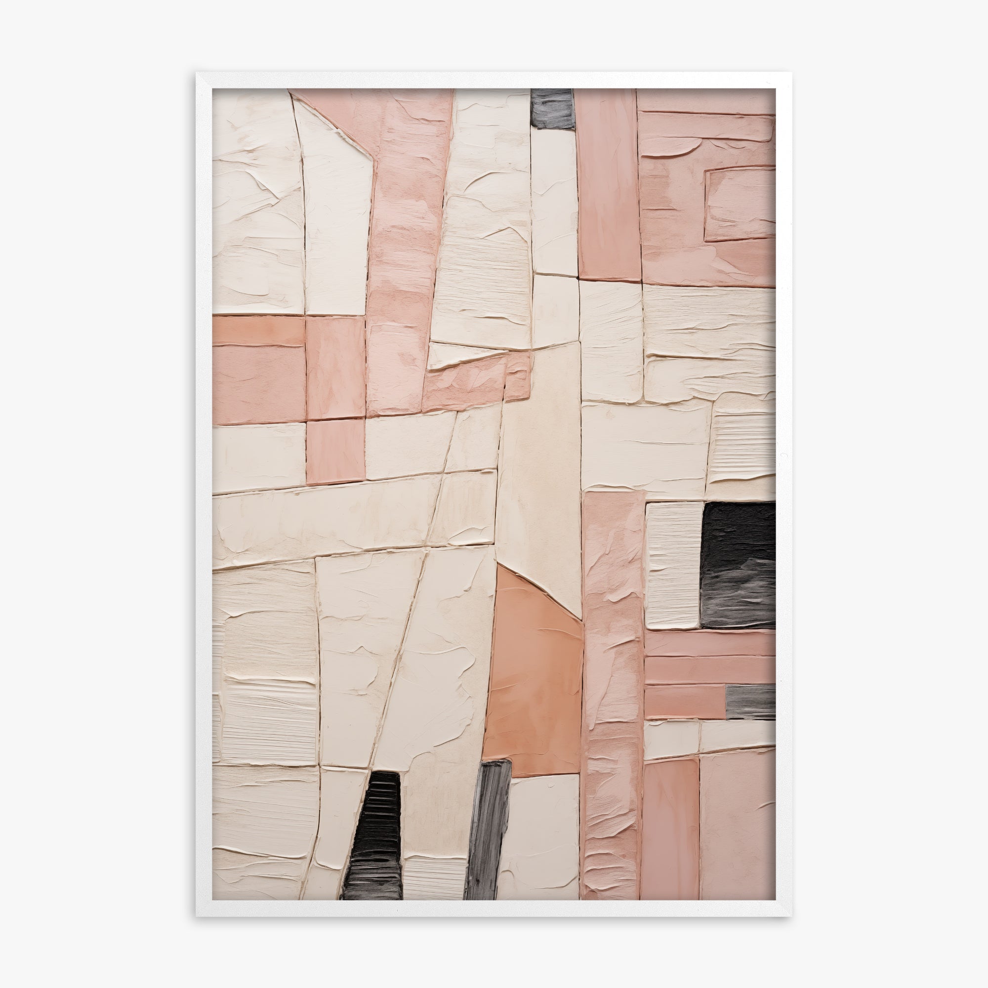 Blush Mosaic Texture, White Framed Poster With White Frame