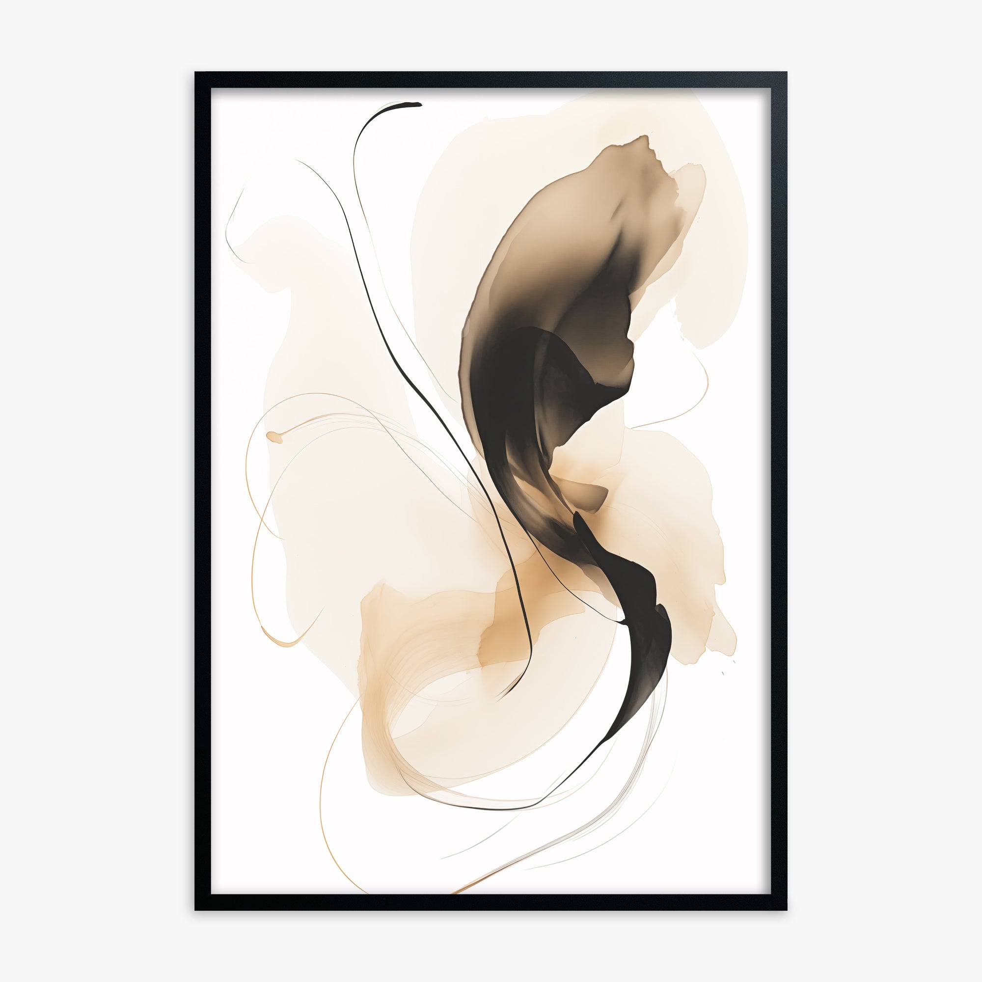 Ethereal Flow, Black Framed Poster With Black Frame