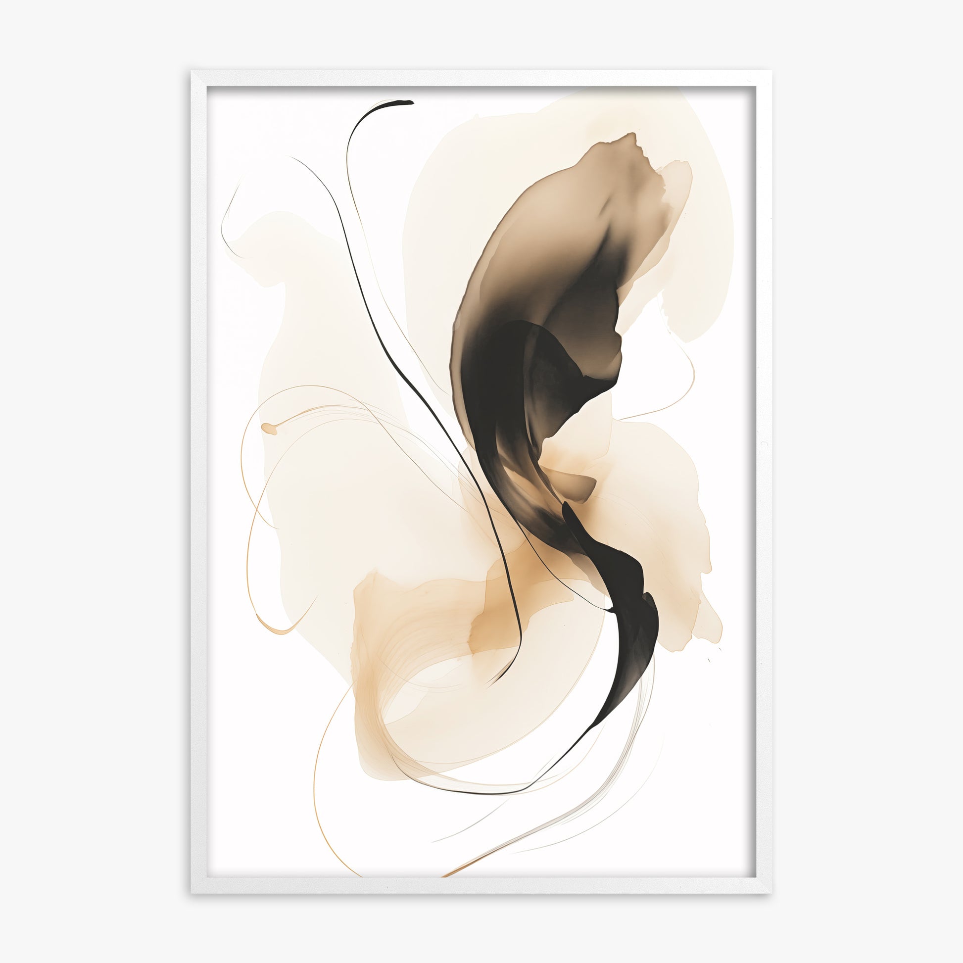 Ethereal Flow, White Framed Poster With White Frame