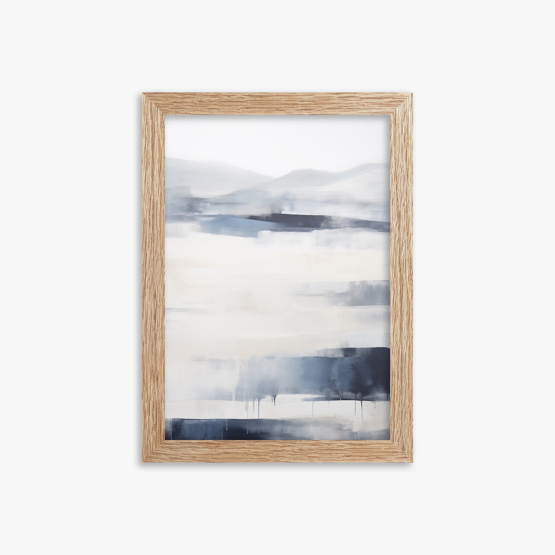 Misty Horizon Abstract, 21x30cm Framed Poster With Raw Oak Frame