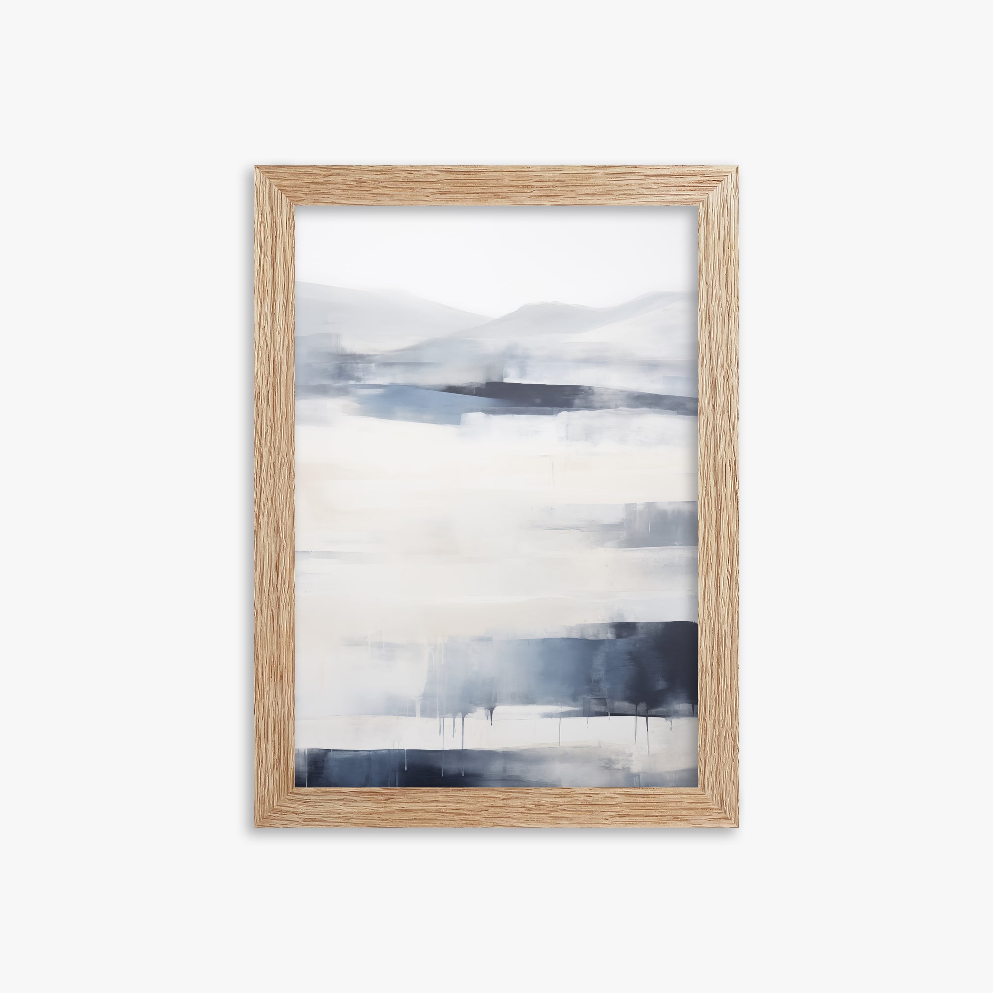 Misty Horizon Abstract, 21x30cm Framed Poster With Raw Oak Frame