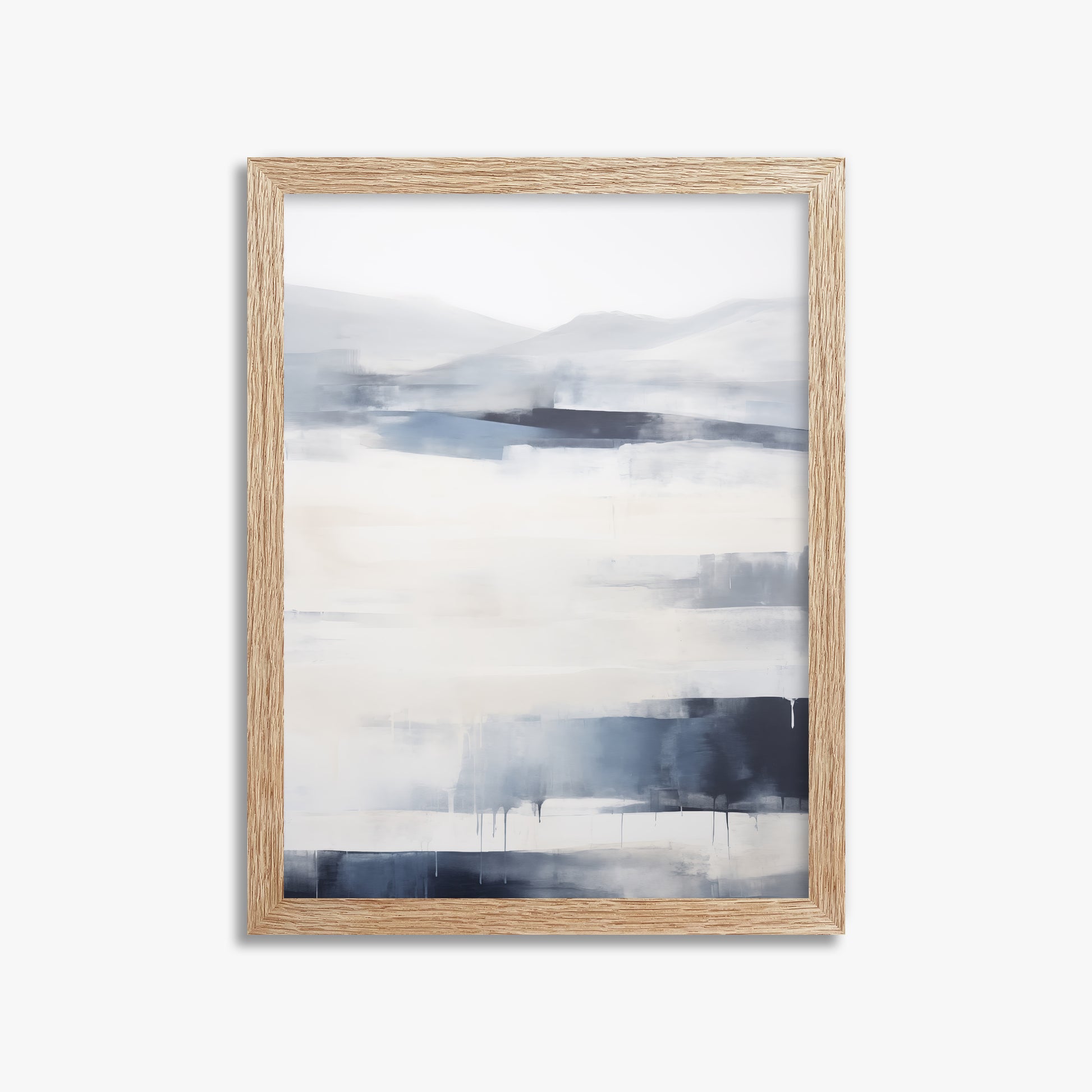 Misty Horizon Abstract, 30x40cm Framed Poster With Raw Oak Frame
