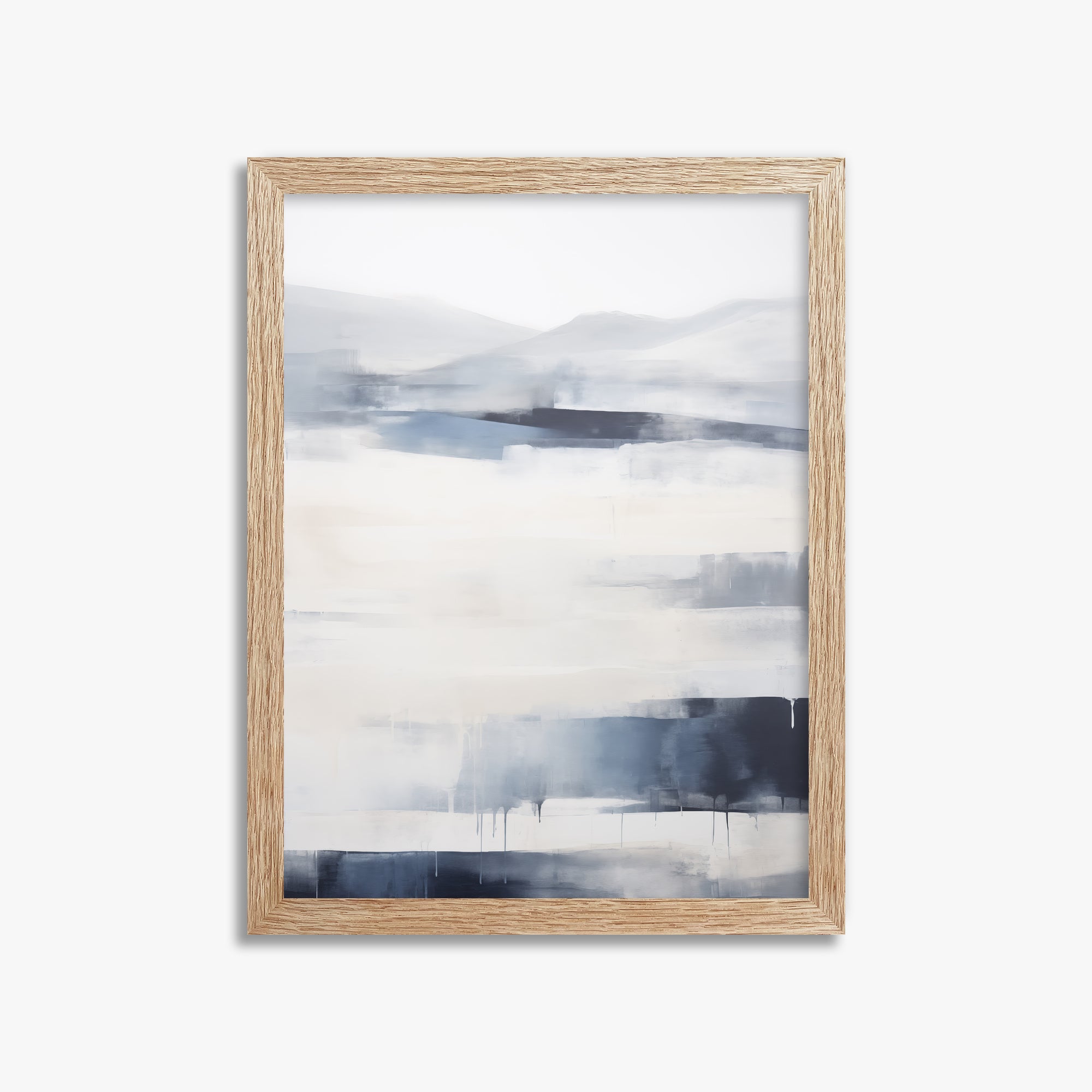 Misty Horizon Abstract, 30x40cm Framed Poster With Raw Oak Frame