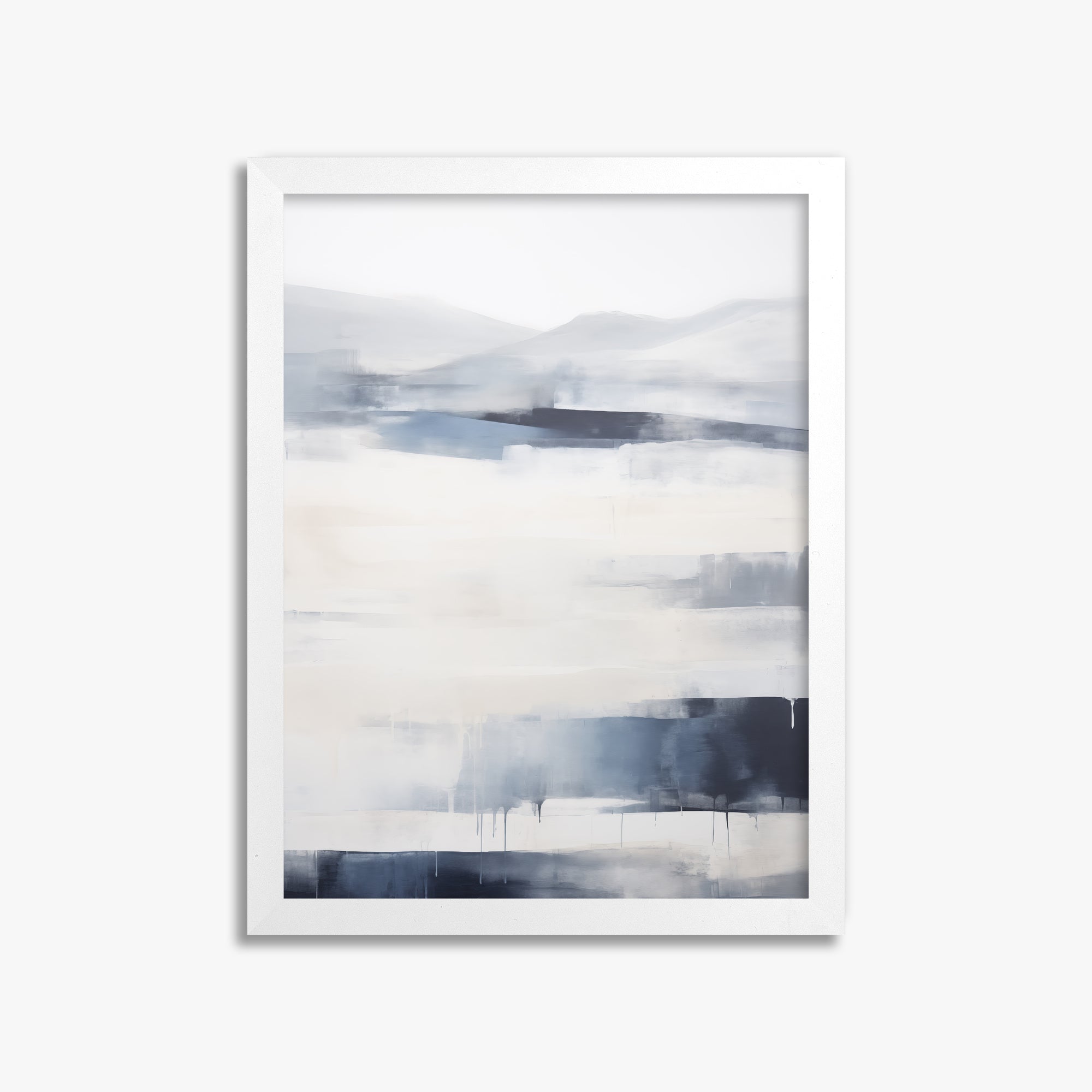 Misty Horizon Abstract, 30x40cm Framed Poster With White Frame