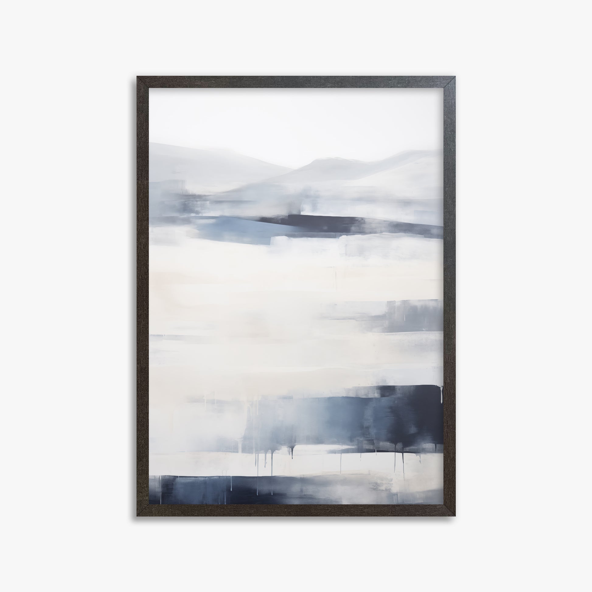 Misty Horizon Abstract, 50x70cm Framed Poster With Espresso Frame