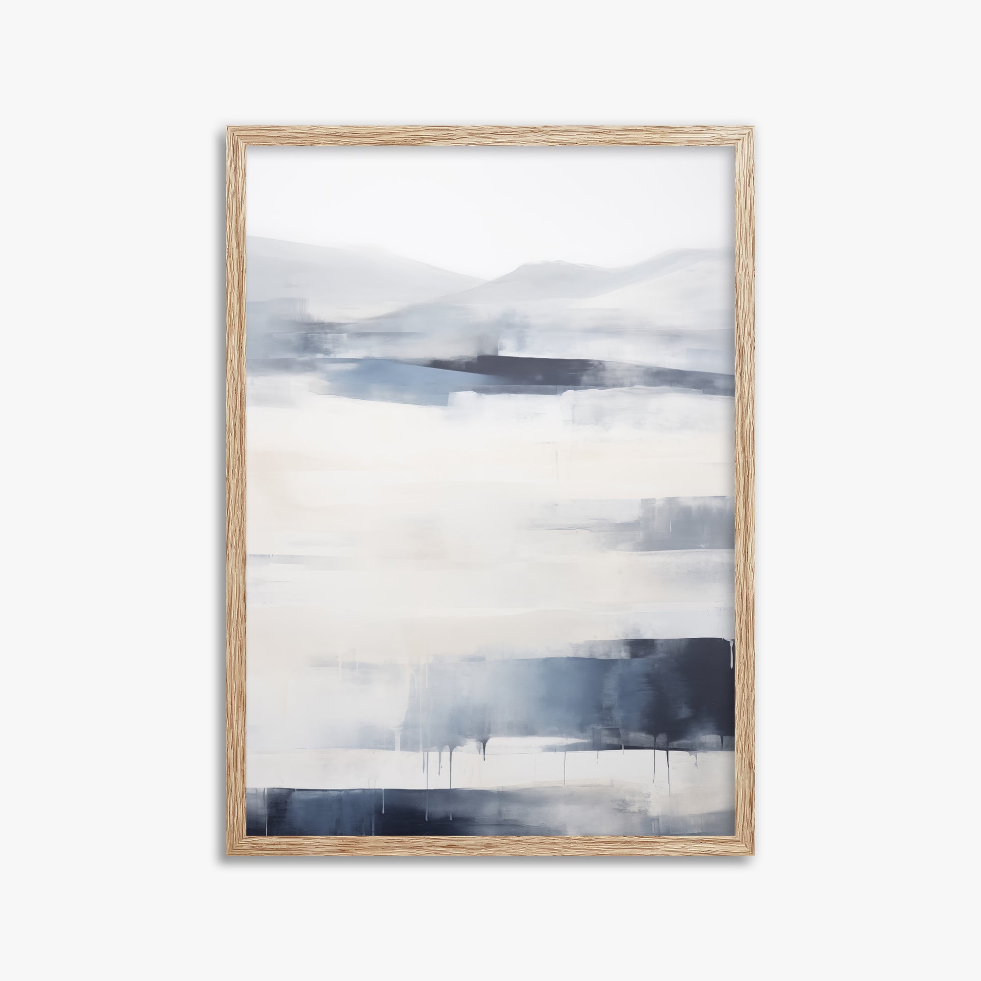 Misty Horizon Abstract, 50x70cm Framed Poster With Raw Oak Frame