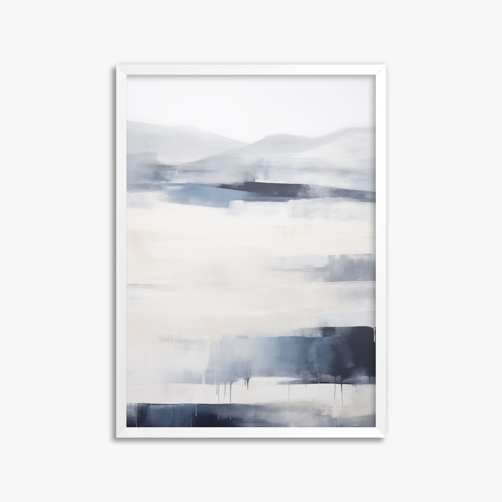 Misty Horizon Abstract, 50x70cm Framed Poster With White Frame
