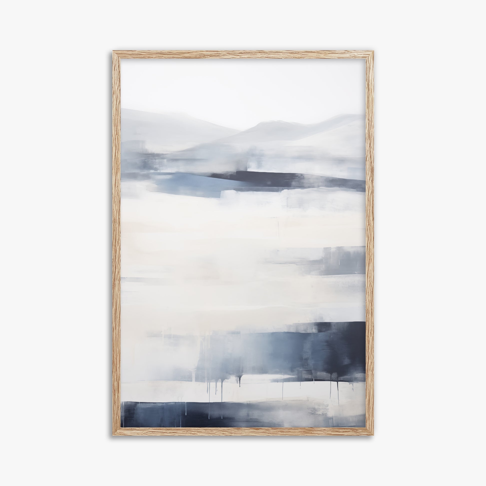 Misty Horizon Abstract, 61x91cm Framed Poster With Raw Oak Frame