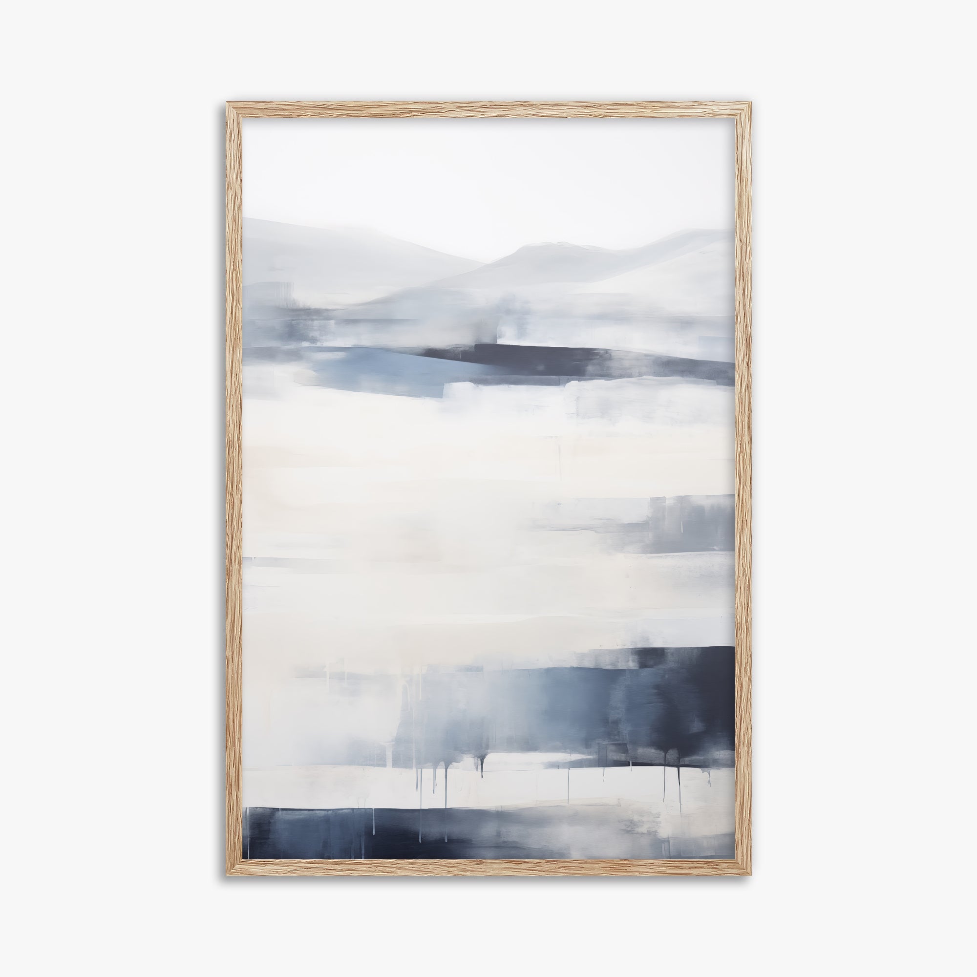 Misty Horizon Abstract, 61x91cm Framed Poster With Raw Oak Frame