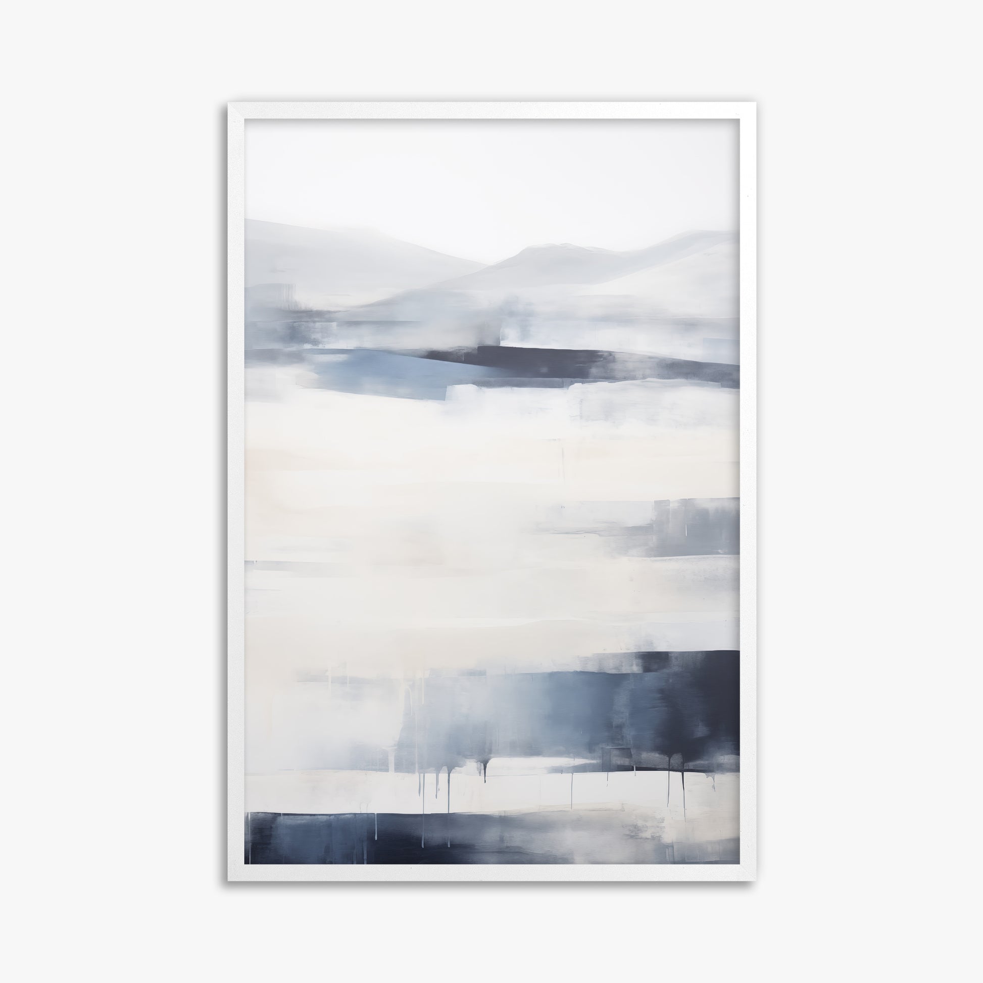 Misty Horizon Abstract, 61x91cm Framed Poster With White Frame