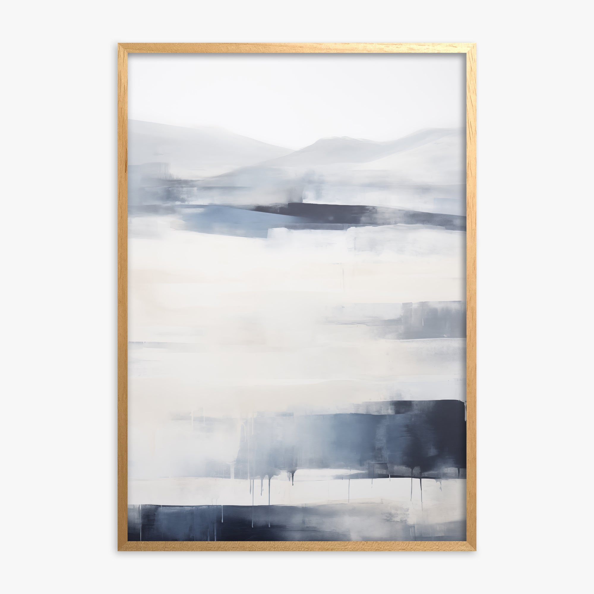 Misty Horizon Abstract, Oak Framed Poster With Oak Frame
