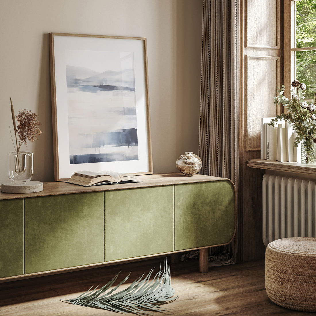 Misty Horizon Abstract, 50x70cm Framed Poster With Black Frame