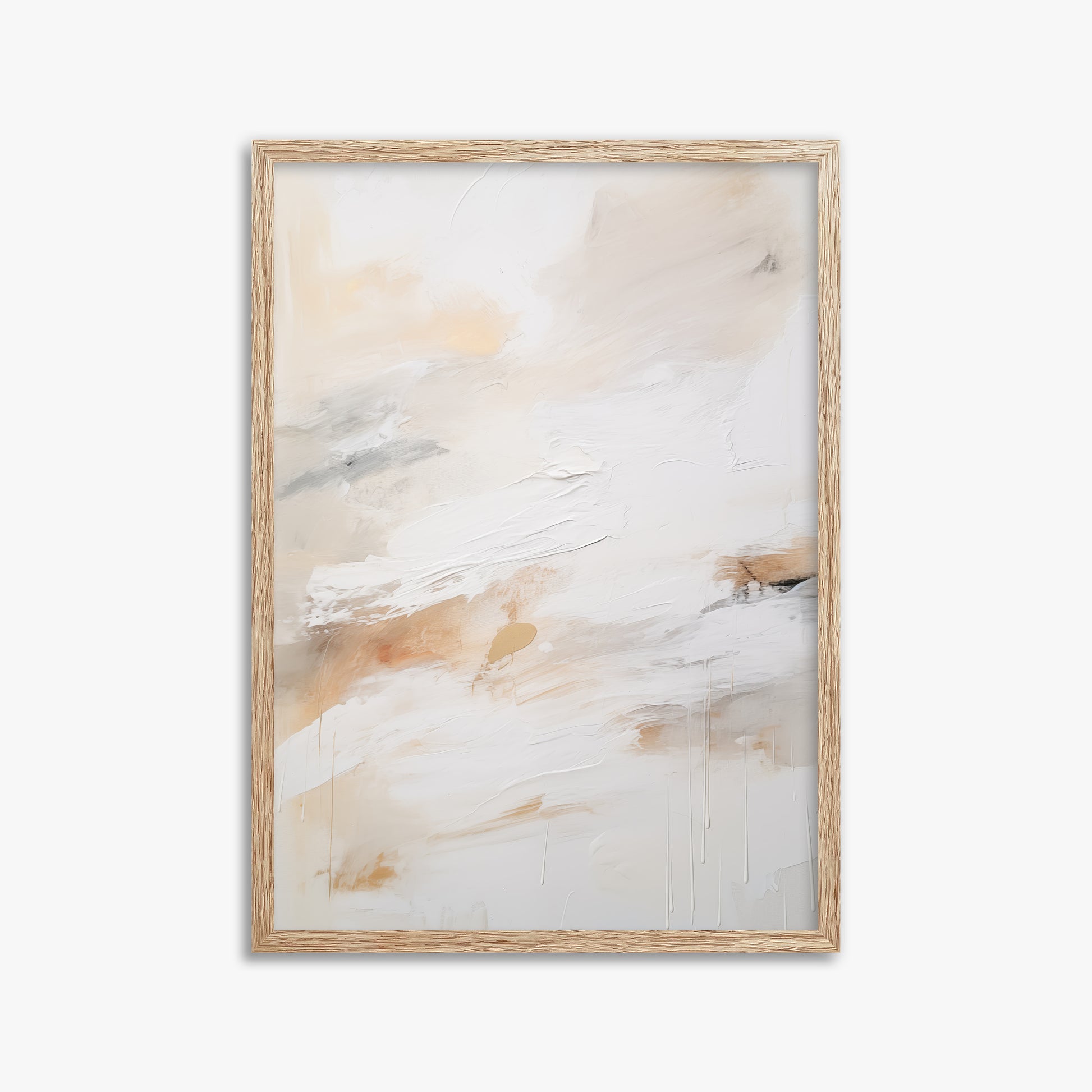 Golden Drizzle, 50x70cm Framed Poster With Raw Oak Frame