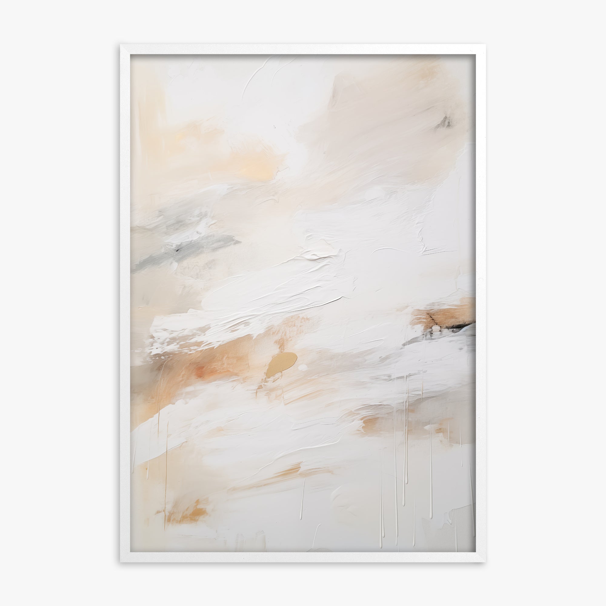 Golden Drizzle, White Framed Poster With White Frame
