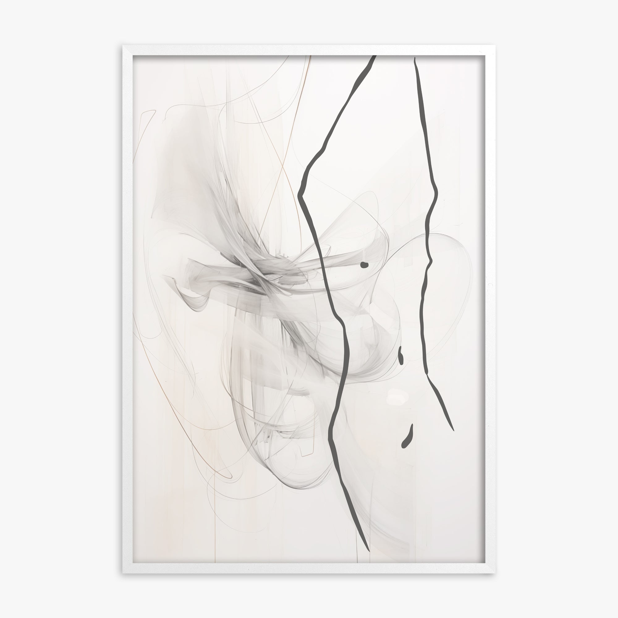 Ethereal Contour, White Framed Poster With White Frame