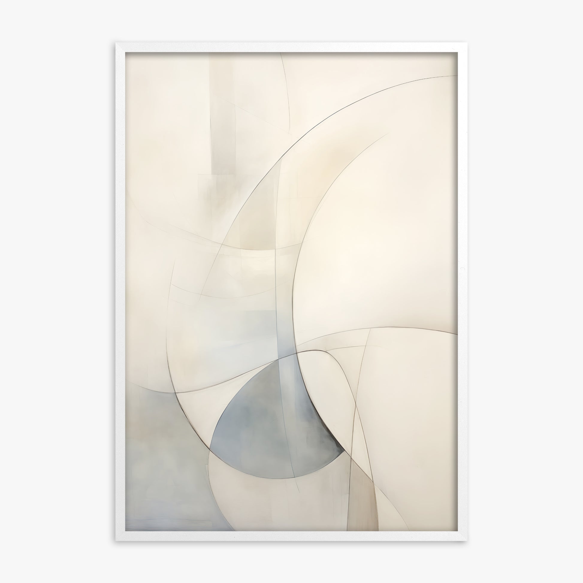Ethereal Contour Abstarct, White Framed Poster With White Frame