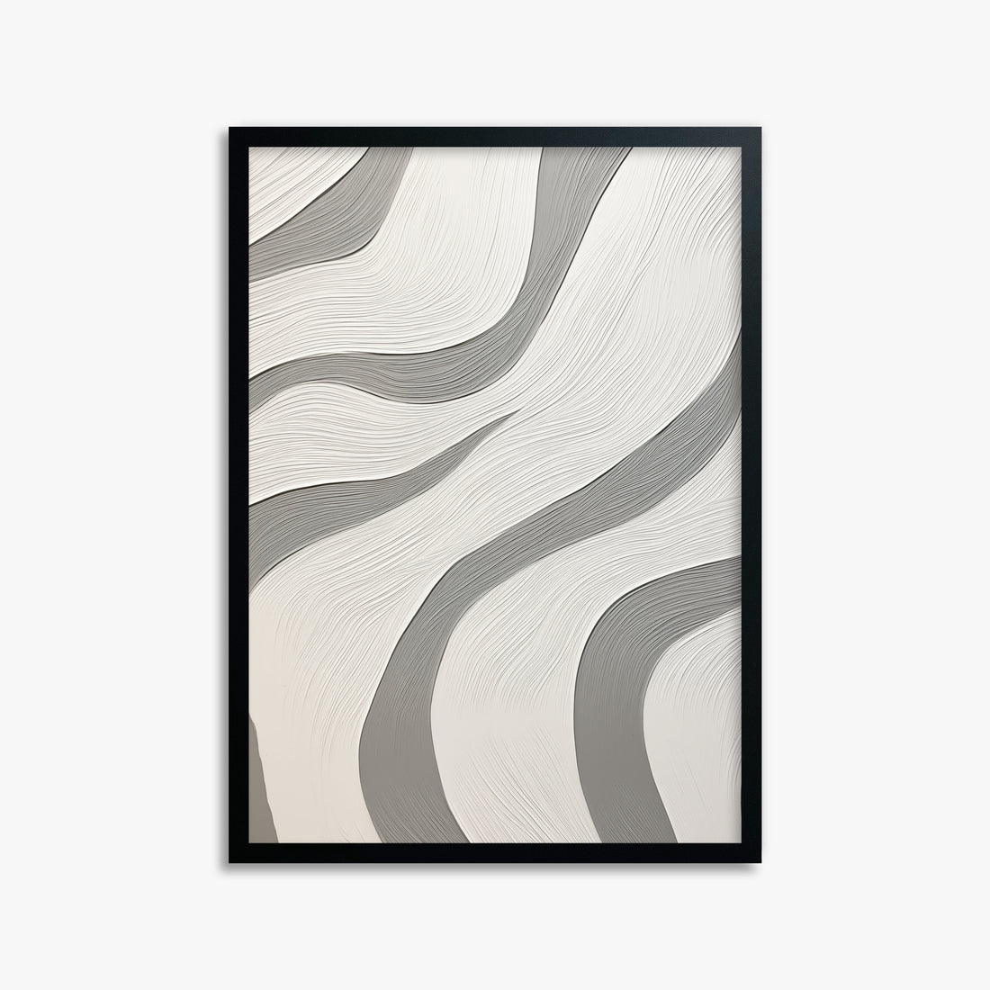 Silver Waves Serenity, 50x70cm Framed Poster With Black Frame
