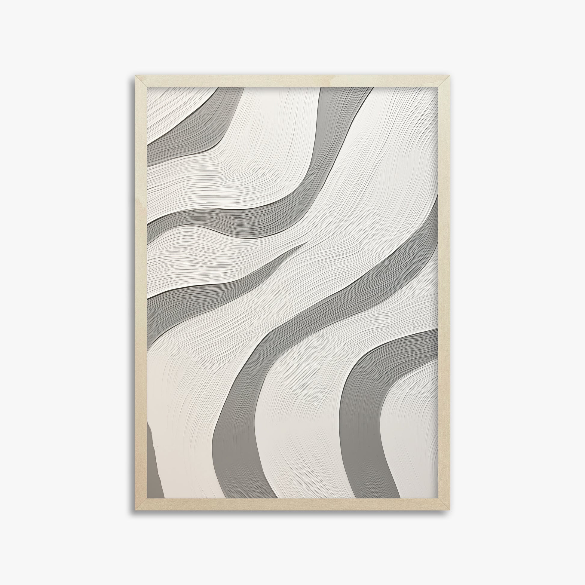 Silver Waves Serenity, 50x70cm Framed Poster With Lime Wood Frame